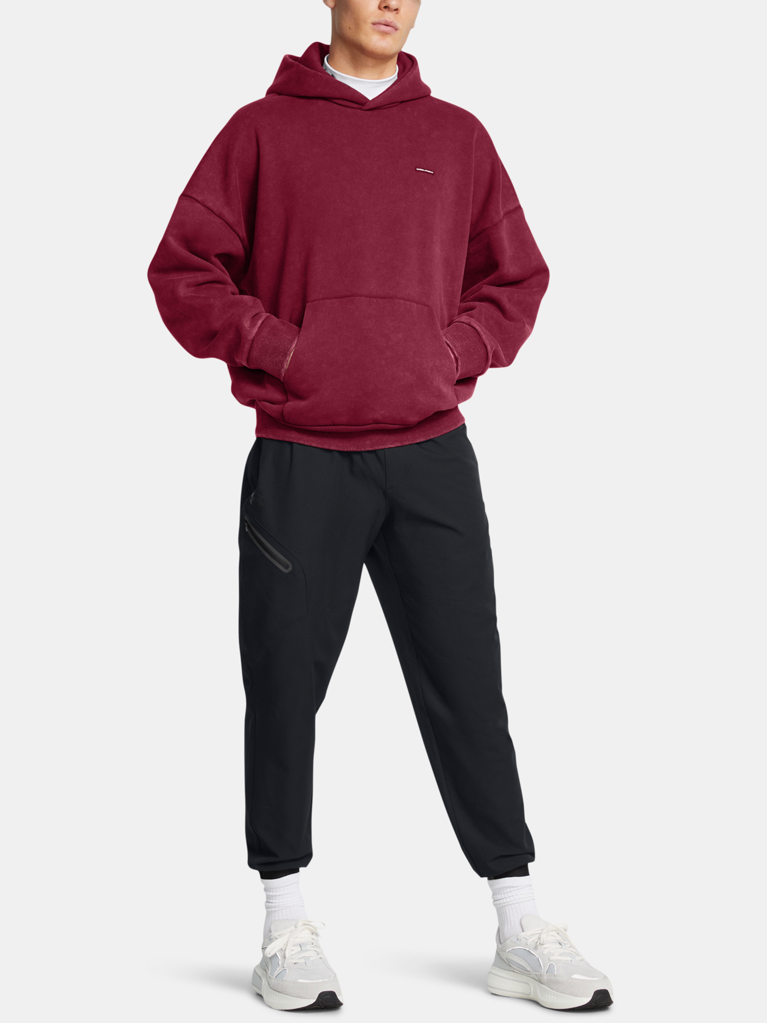 Men&#039;s sweatshirt Under Armour UA Icon HWT Flc Wash OS Hood-RED - Men&#039;s