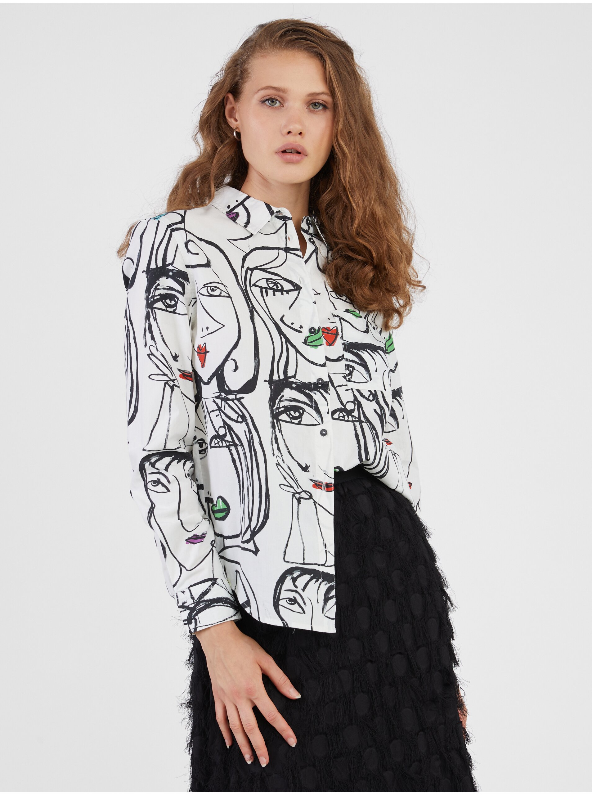 White Patterned Shirt Desigual Verona - Women