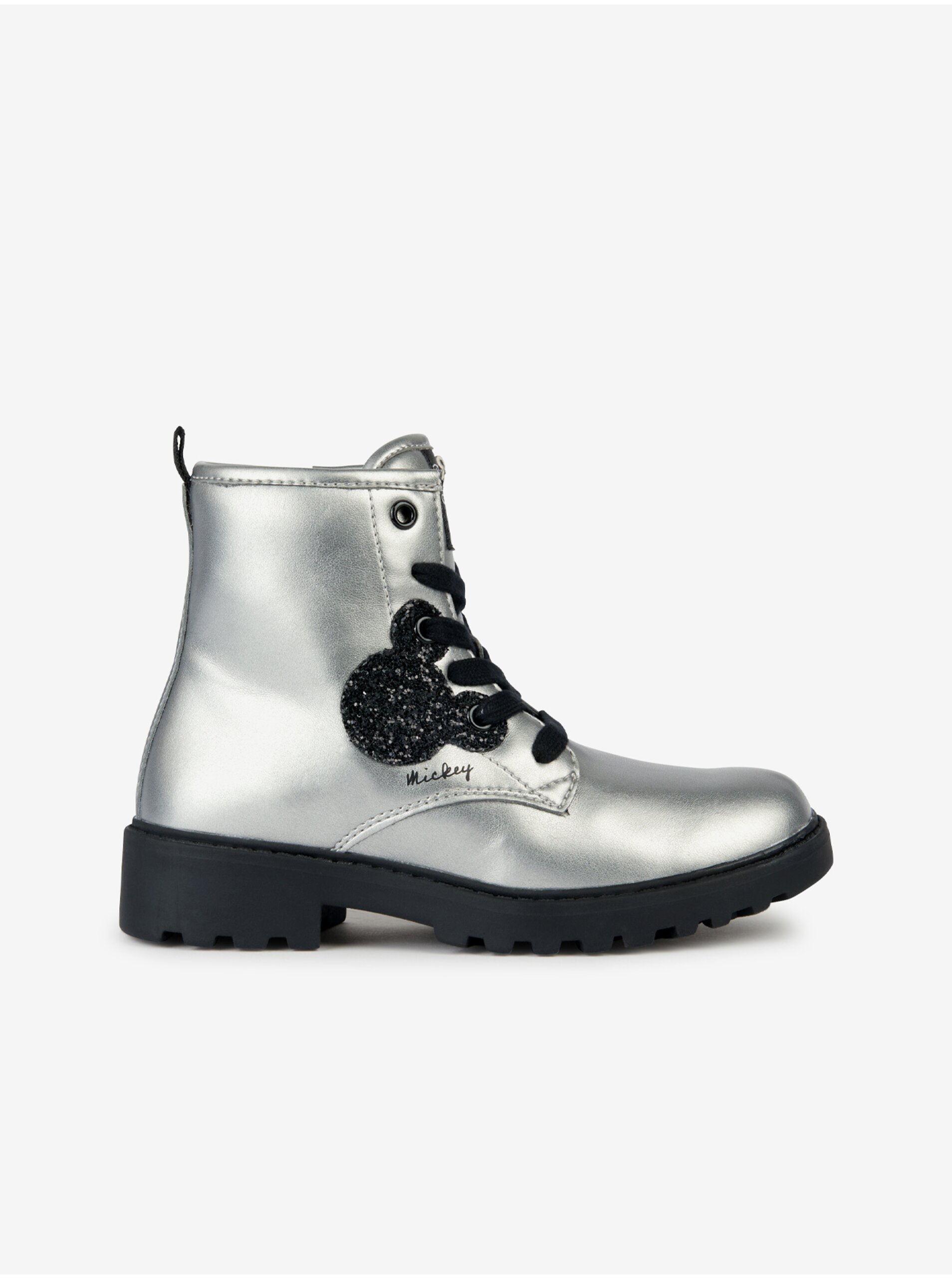 Levně Holčičí kotníkové boty ve stříbrné barvě Geox Casey - Holky