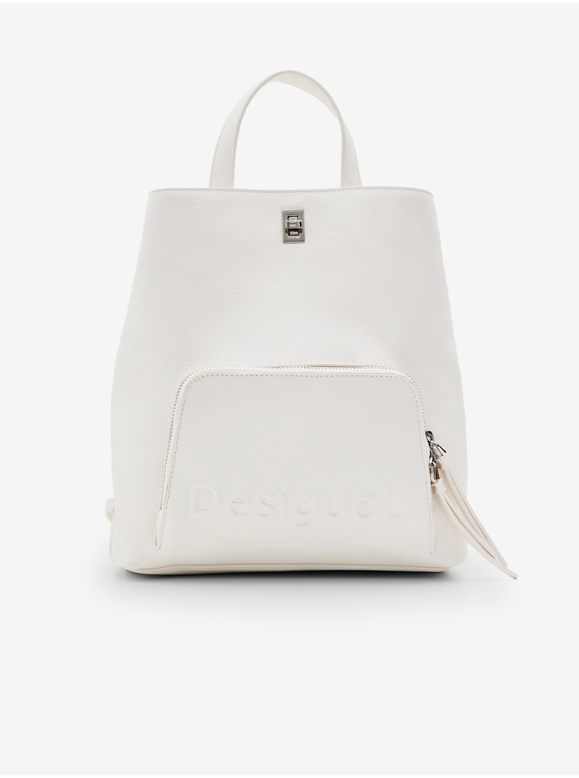 Levně Bílý dámský batoh/kabelka Desigual Half Logo 24 Sumy Mini - Dámské