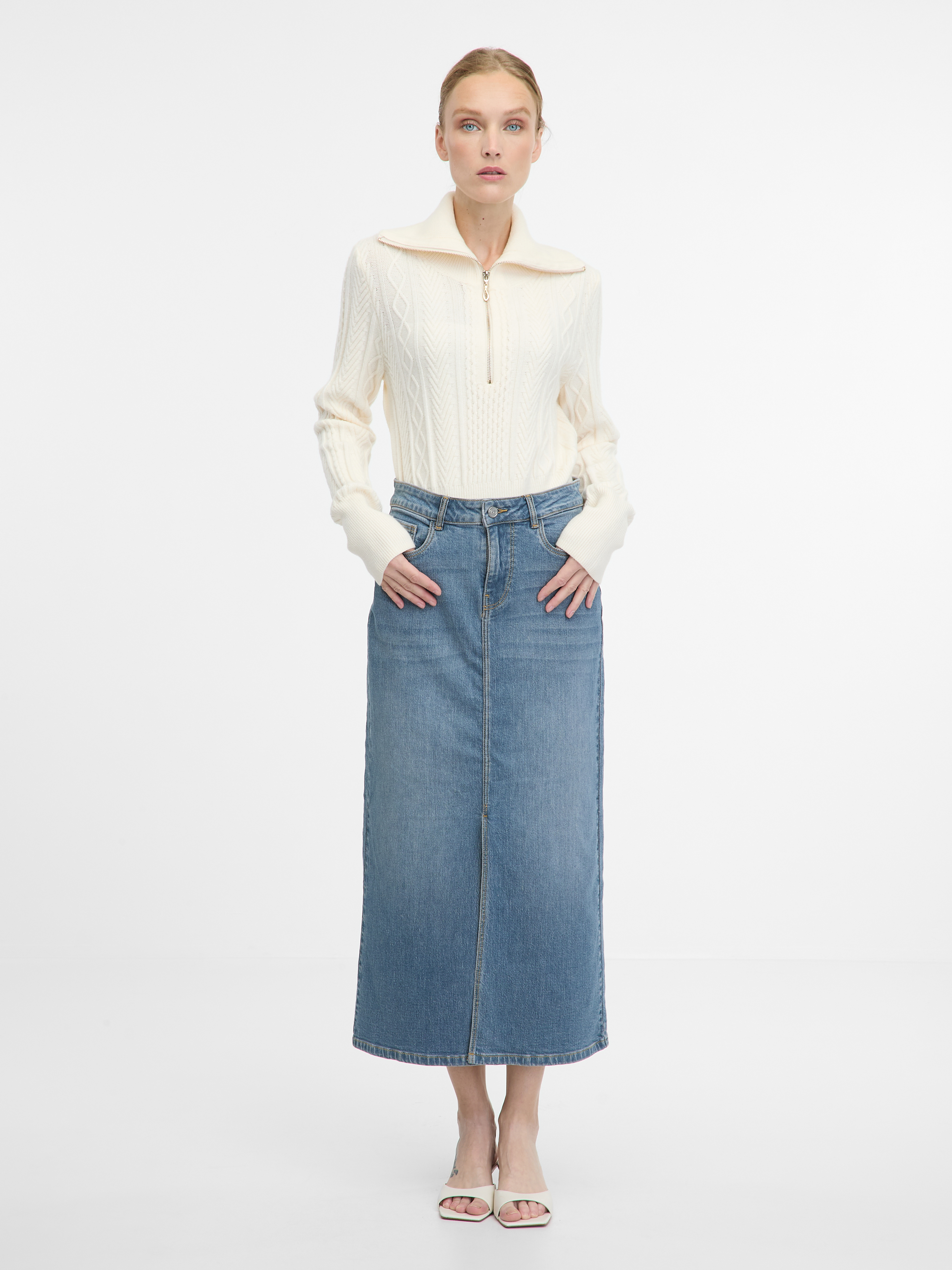 Blue women&#039;s denim maxi skirt ORSAY - Women&#039;s