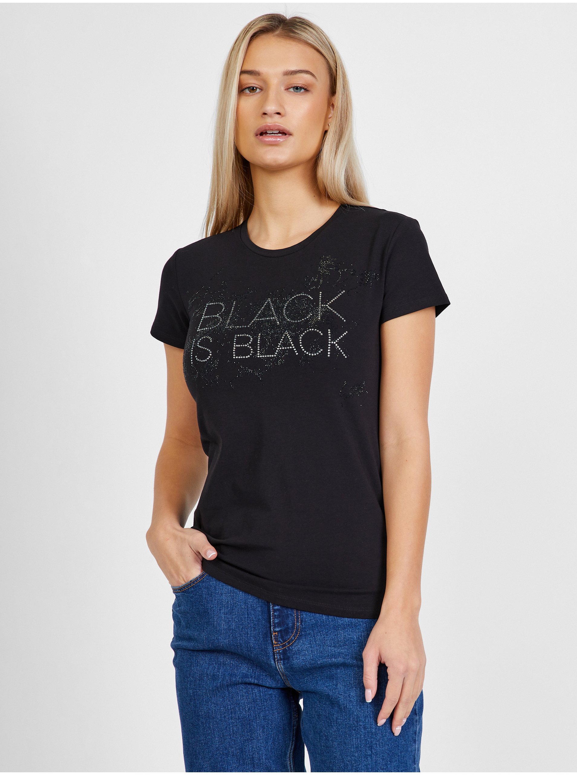 Levně Černé dámské vzorované tričko Liu Jo - Dámské