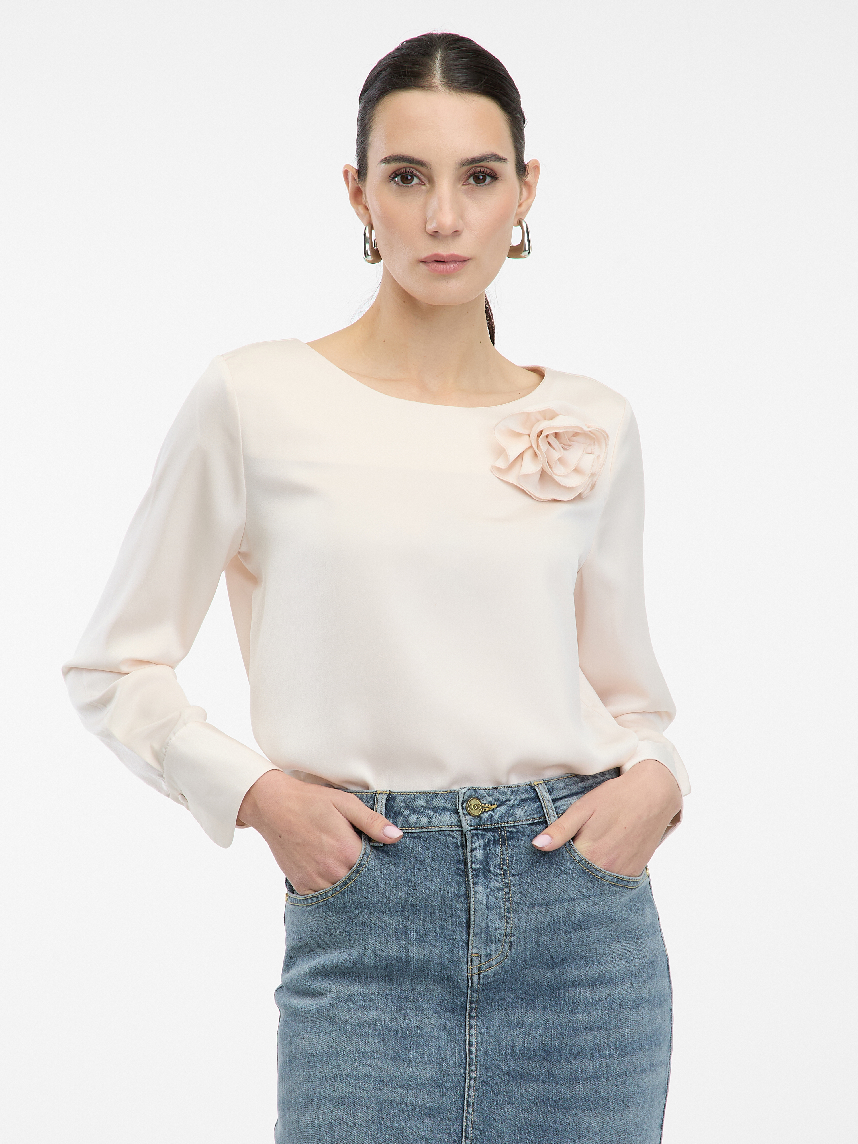 Светлорозова блуза с апликация ORSAY