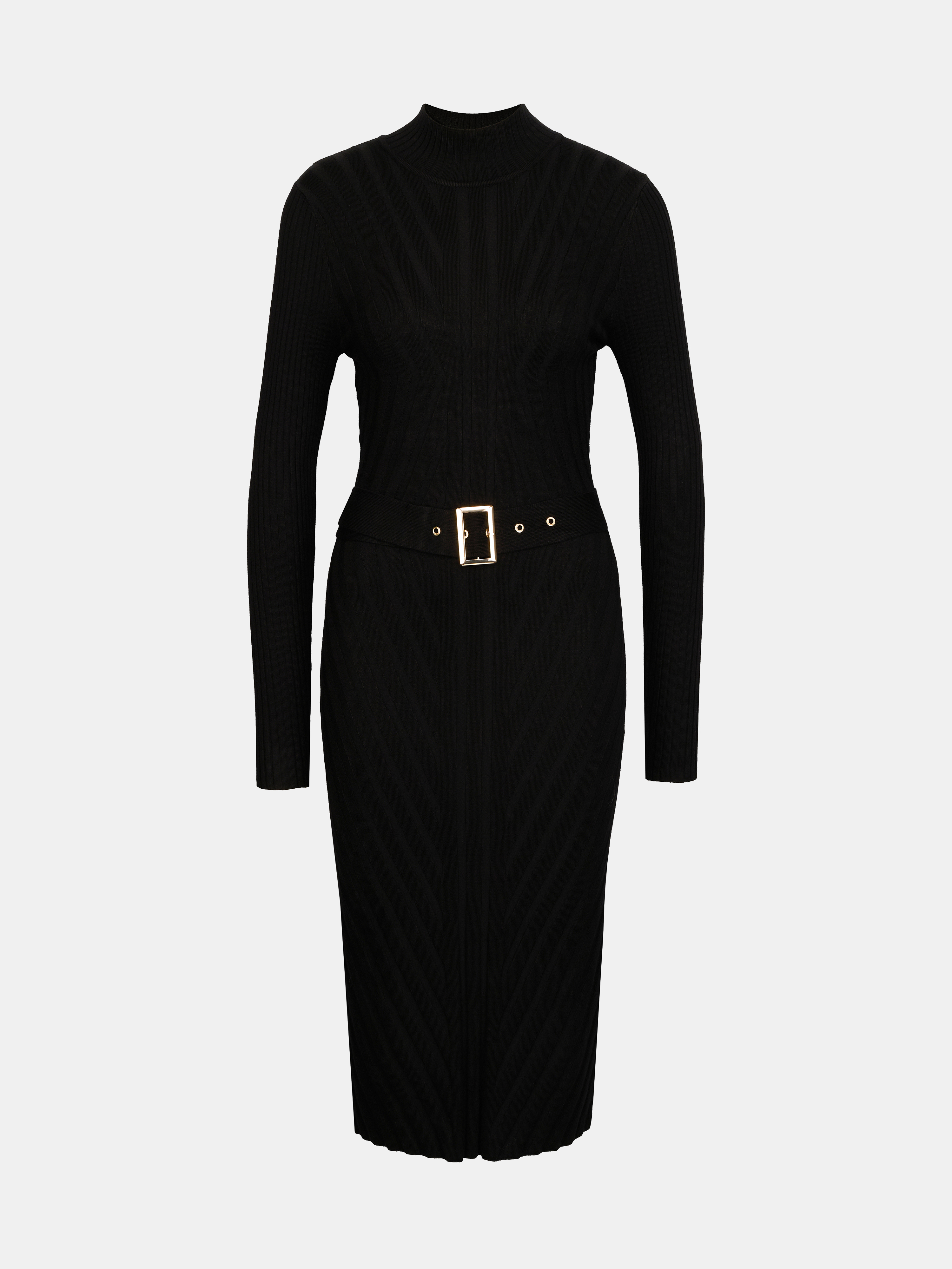 Černé dámské midi šaty s páskem