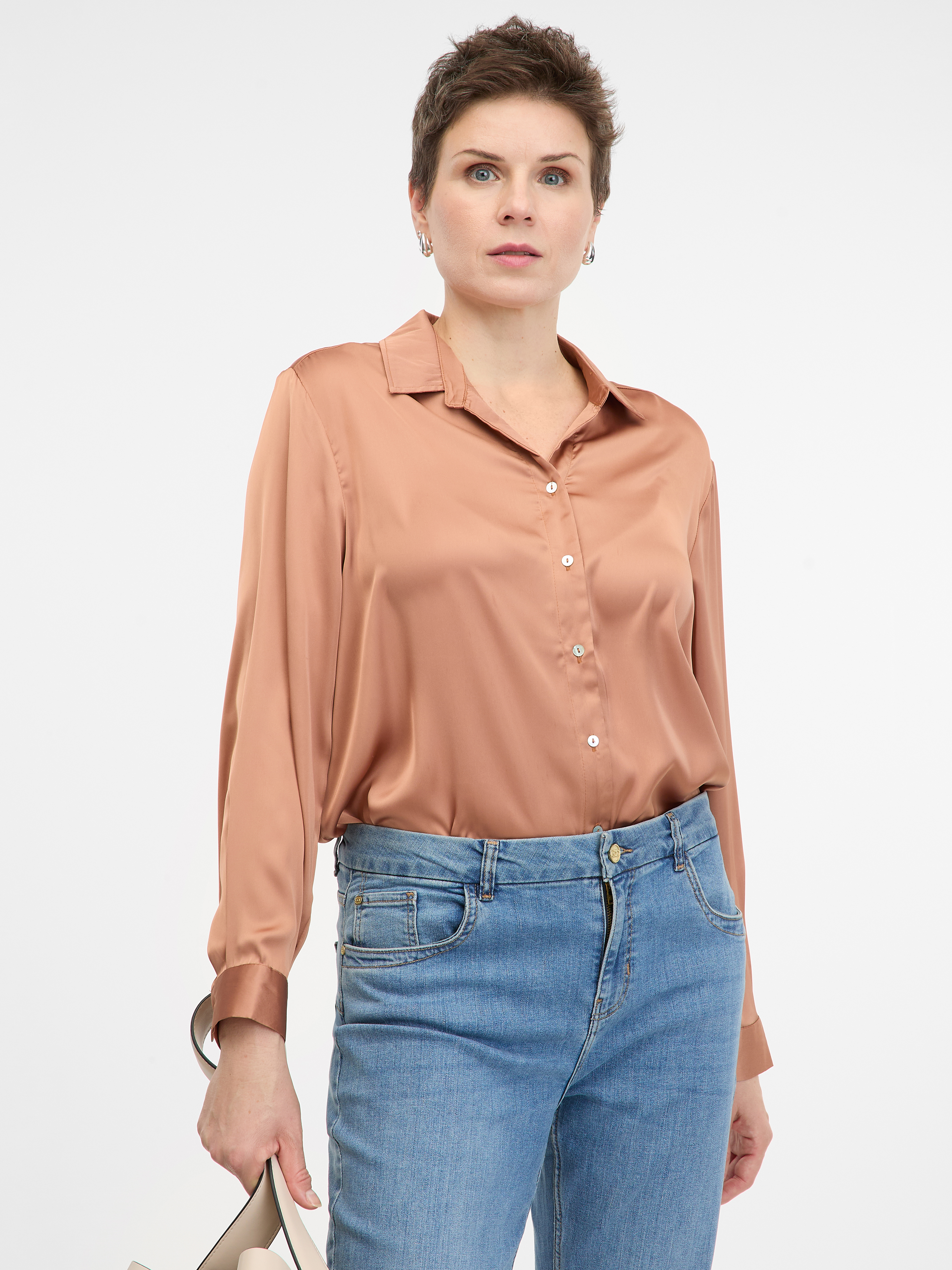 Light brown women&#039;s shirt with collar ORSAY - Women&#039;s