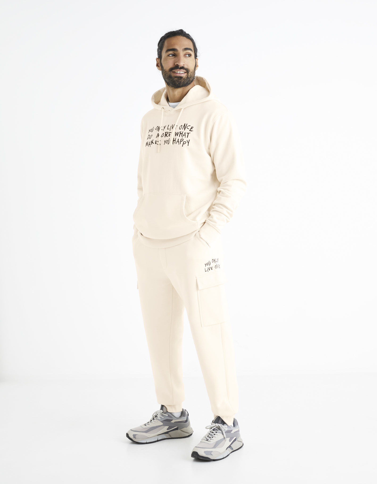 Pantaloni sport si de casa pentru barbati Celio - crem