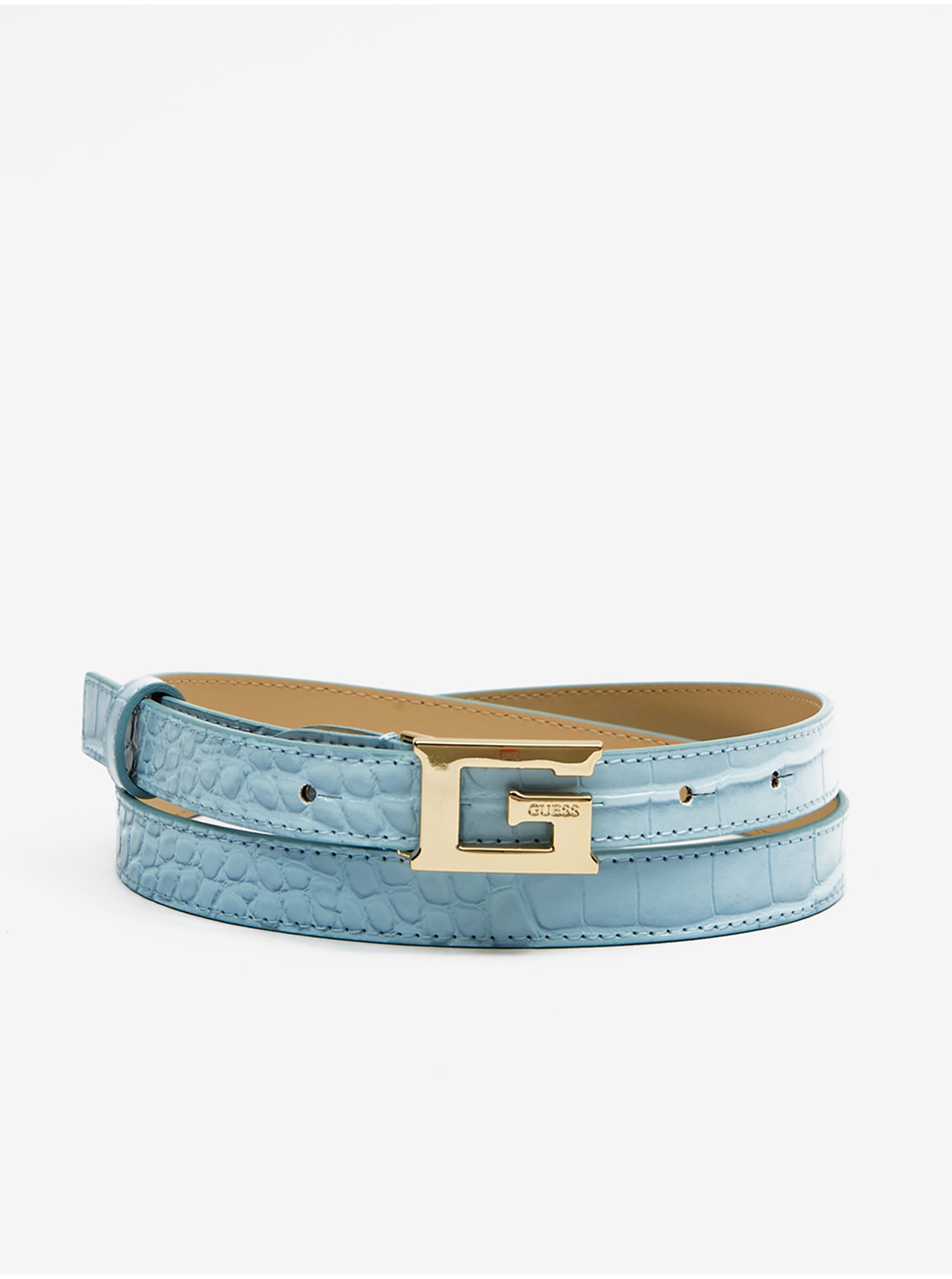 Light blue women's belt with crocodile pattern Guess - Ladies