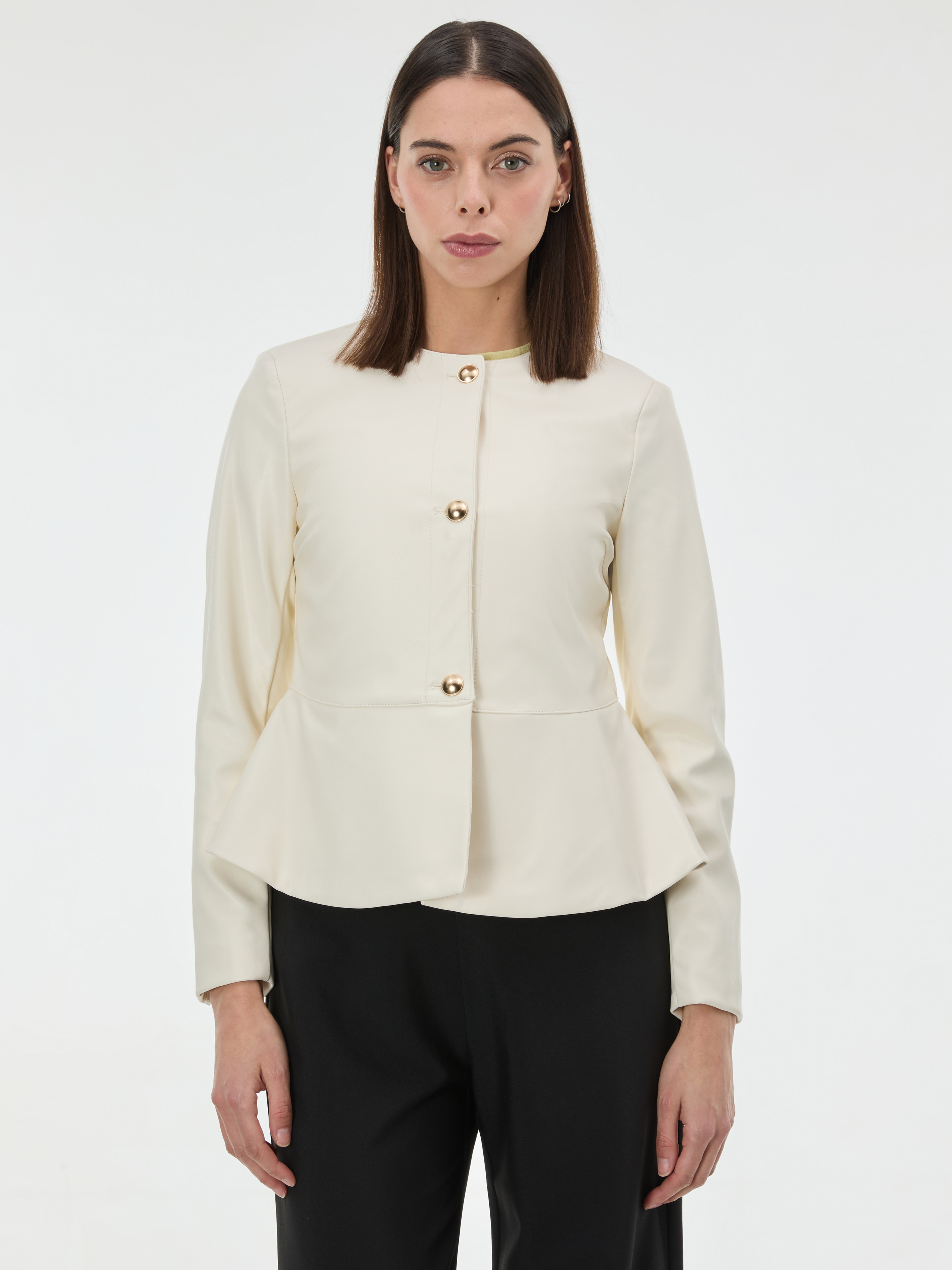 Кремаво дамско кожено яке ORSAY