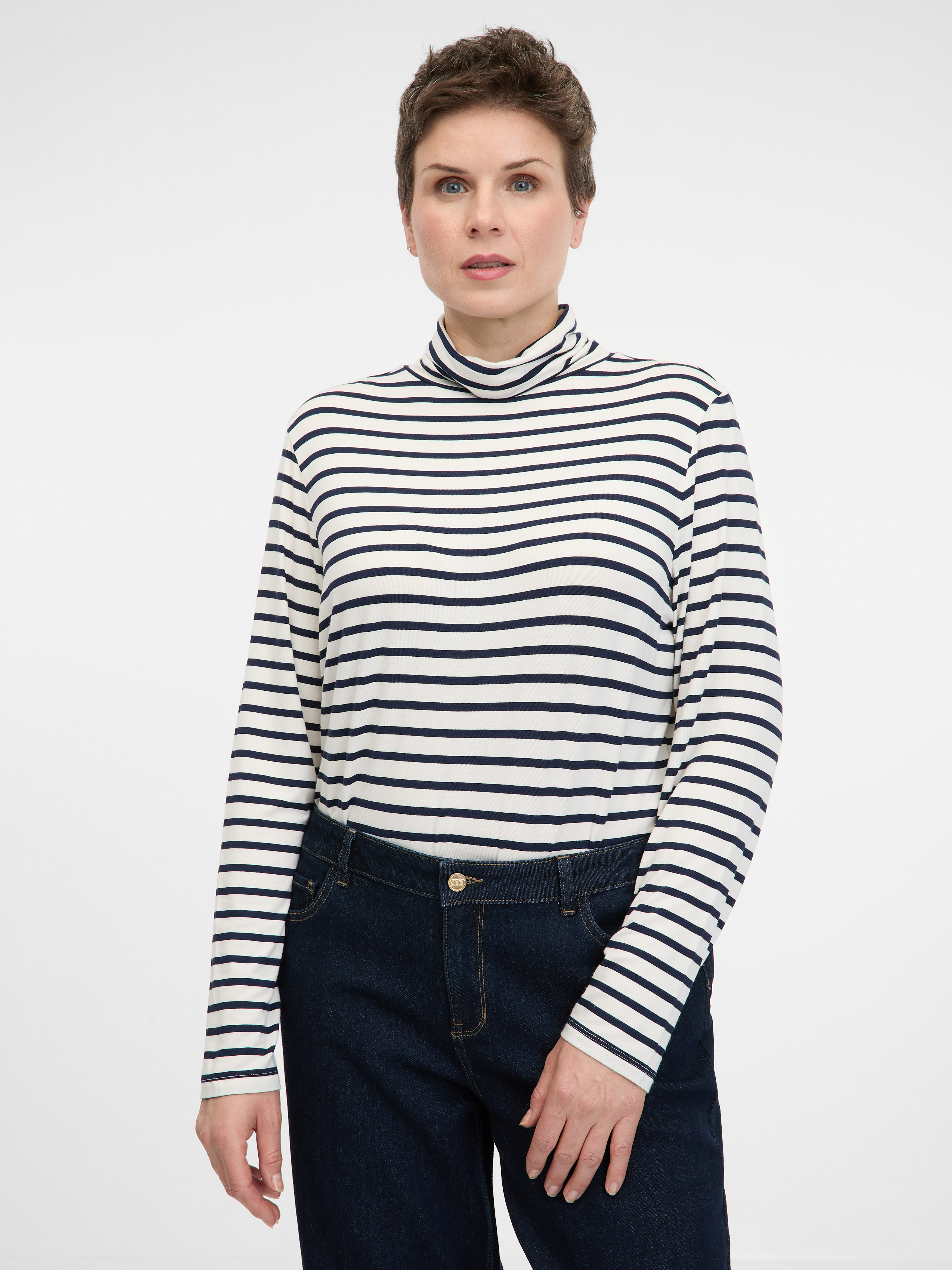 Navy Blue Women's Striped Long Sleeve T-Shirt ORSAY - Women's