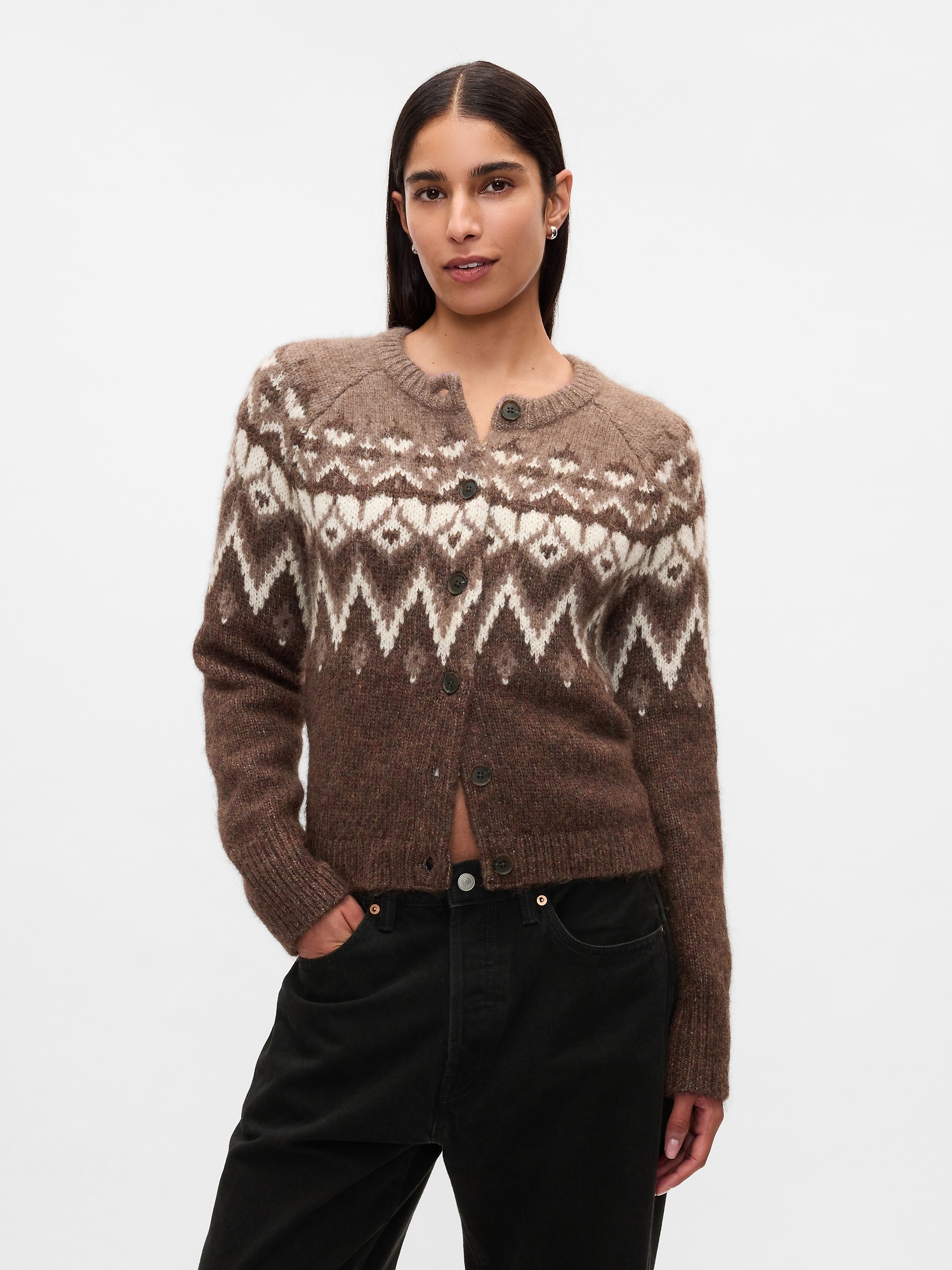 GAP Crop Cardigan Fair Isle - Women's