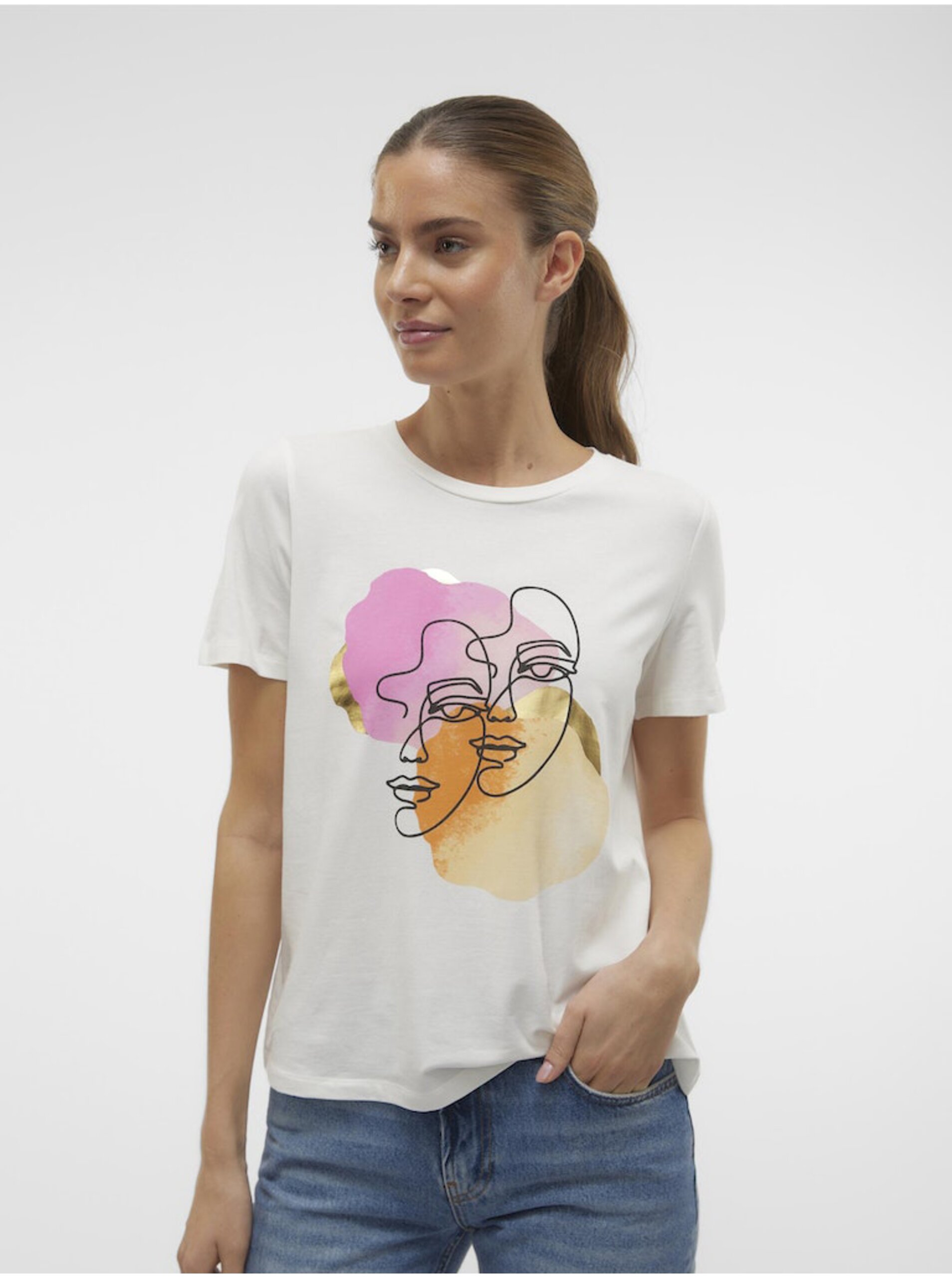Creamy women's T-shirt Vero Moda Facey - Women