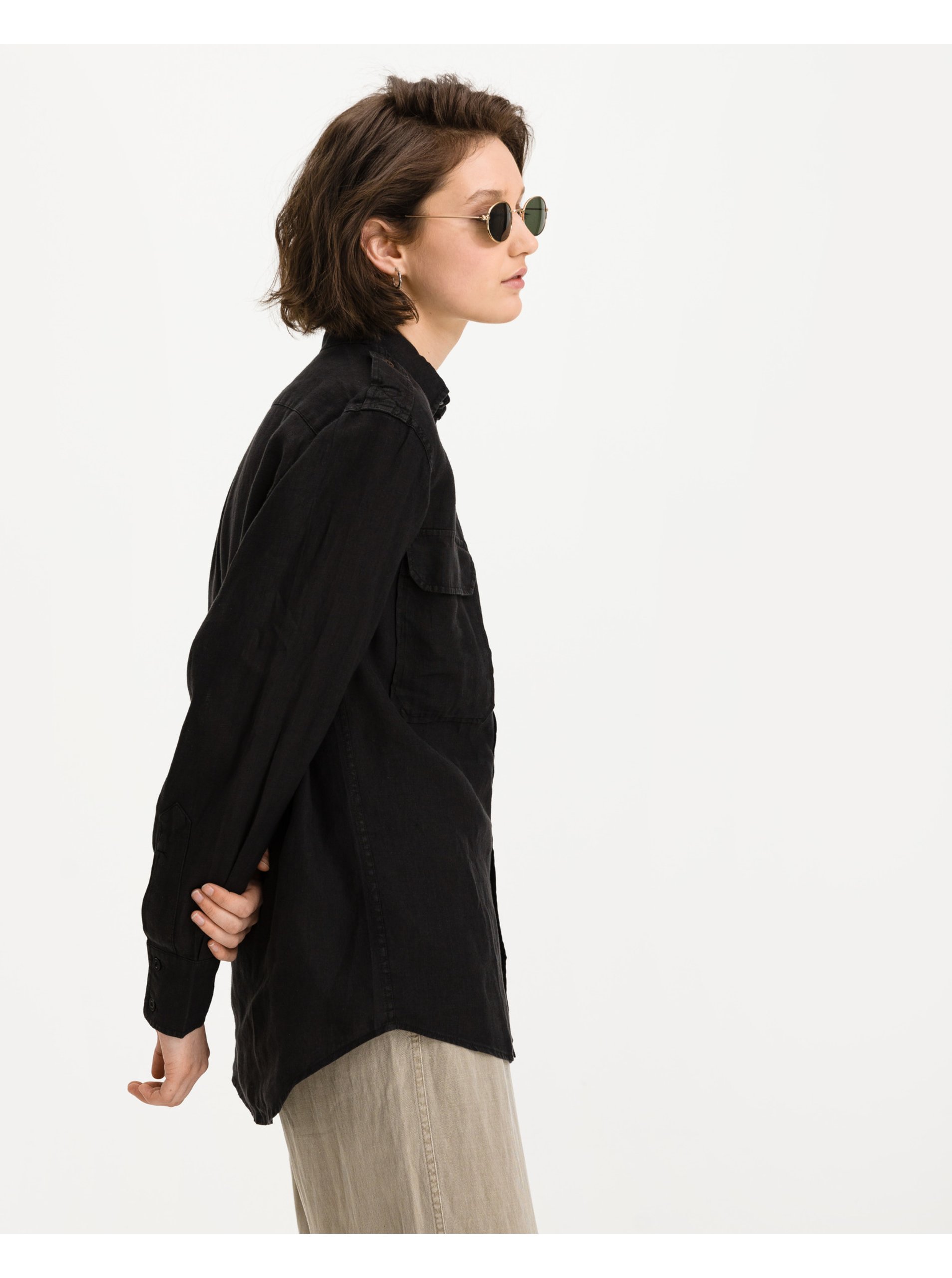 Black Ladies Linen Shirt Replay - Women
