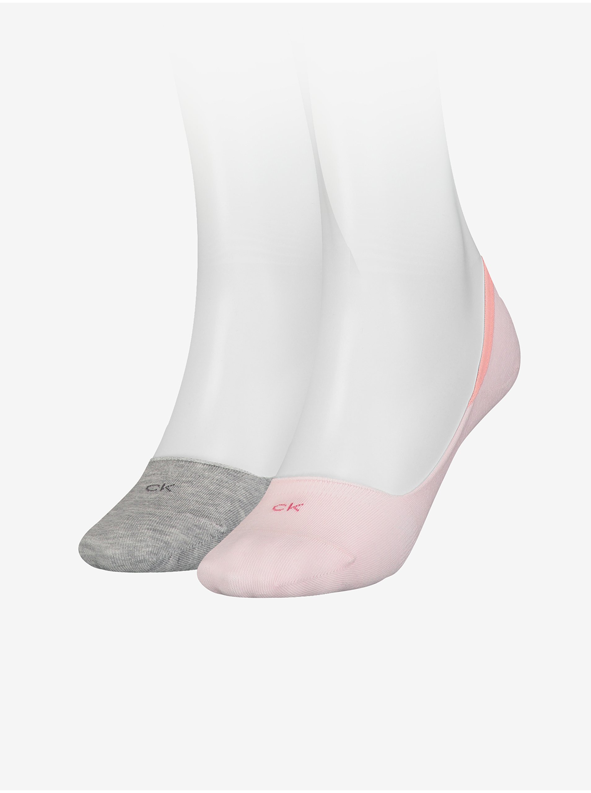 Levně Calvin Klein Sada dvou párů dámských ponožek v šedé a růžové barvě Calvin Kle - Dámské