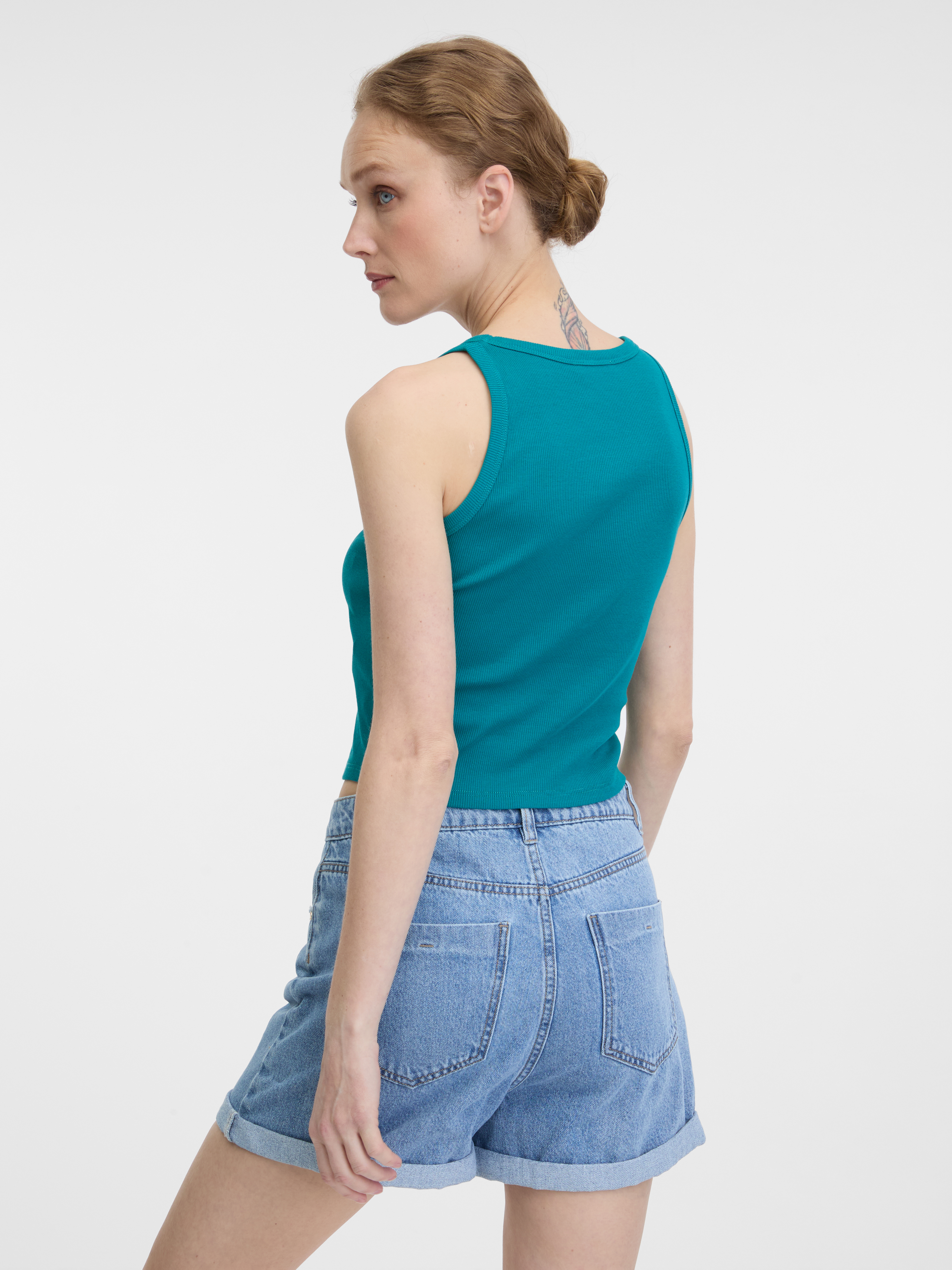 Turquoise women&#039;s crop tank top ORSAY - Women&#039;s