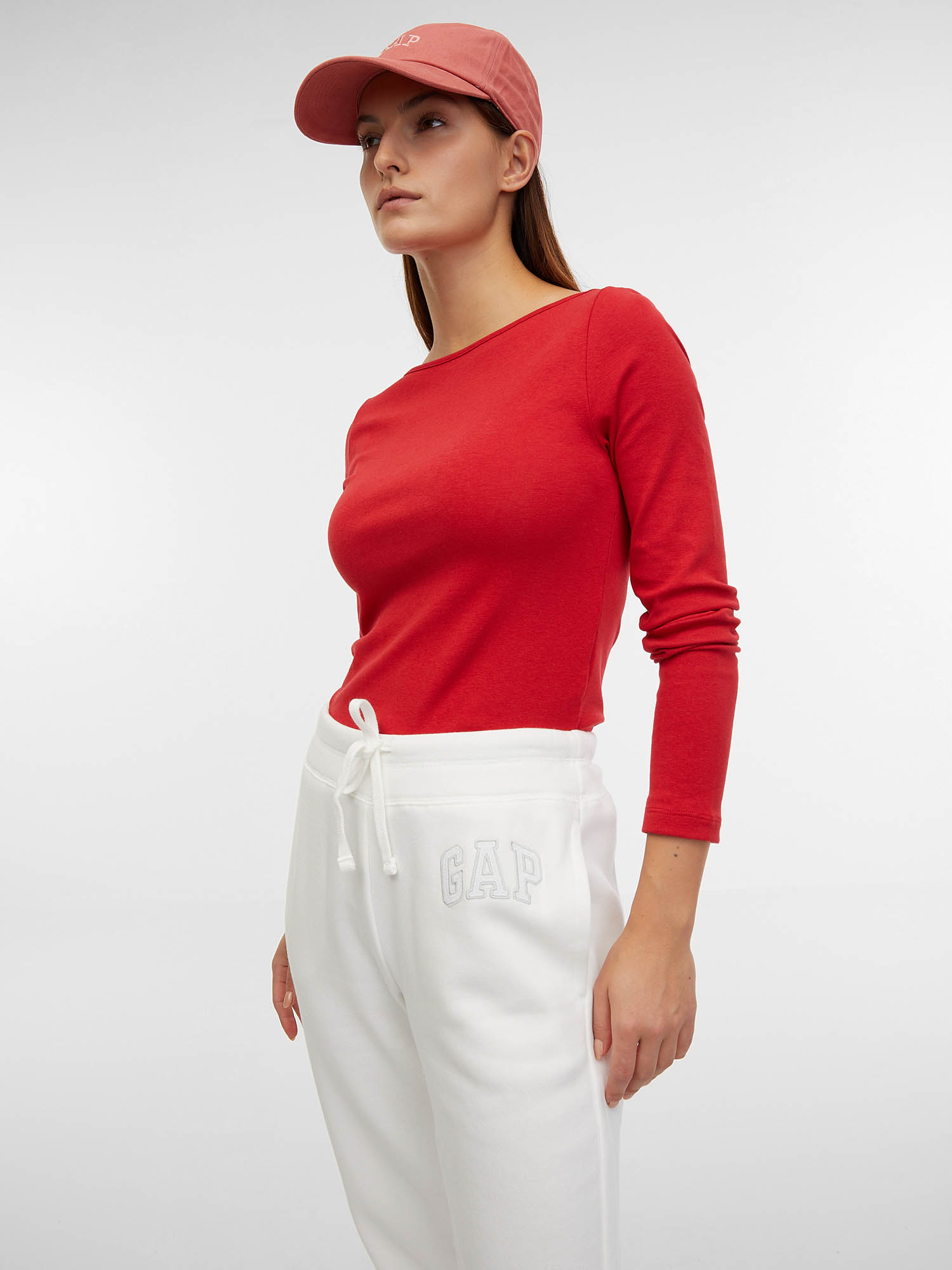 Pantaloni sport pentru femei GAP - alb