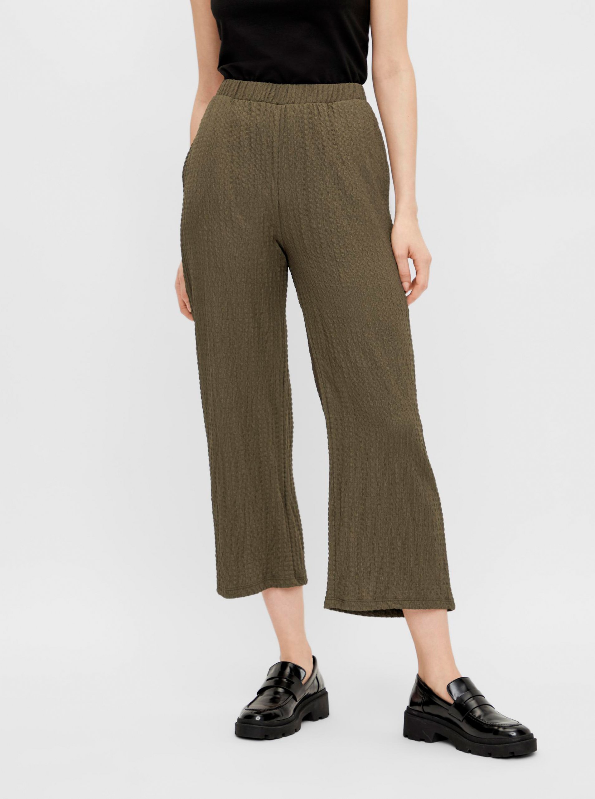 Khaki Shortened Loose Pants Pieces Lara - Women