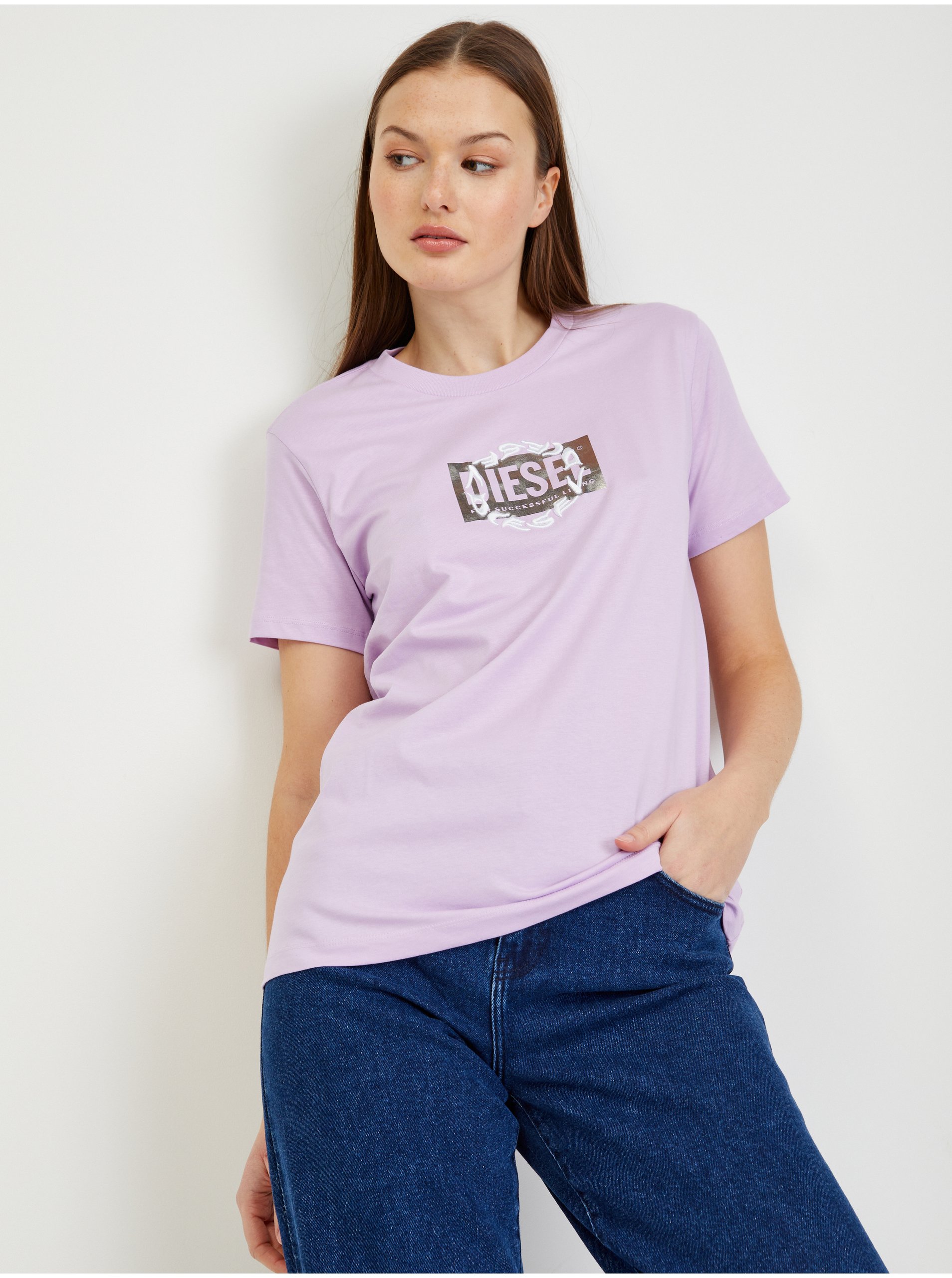 Light purple women's T-shirt Diesel Sily - Women