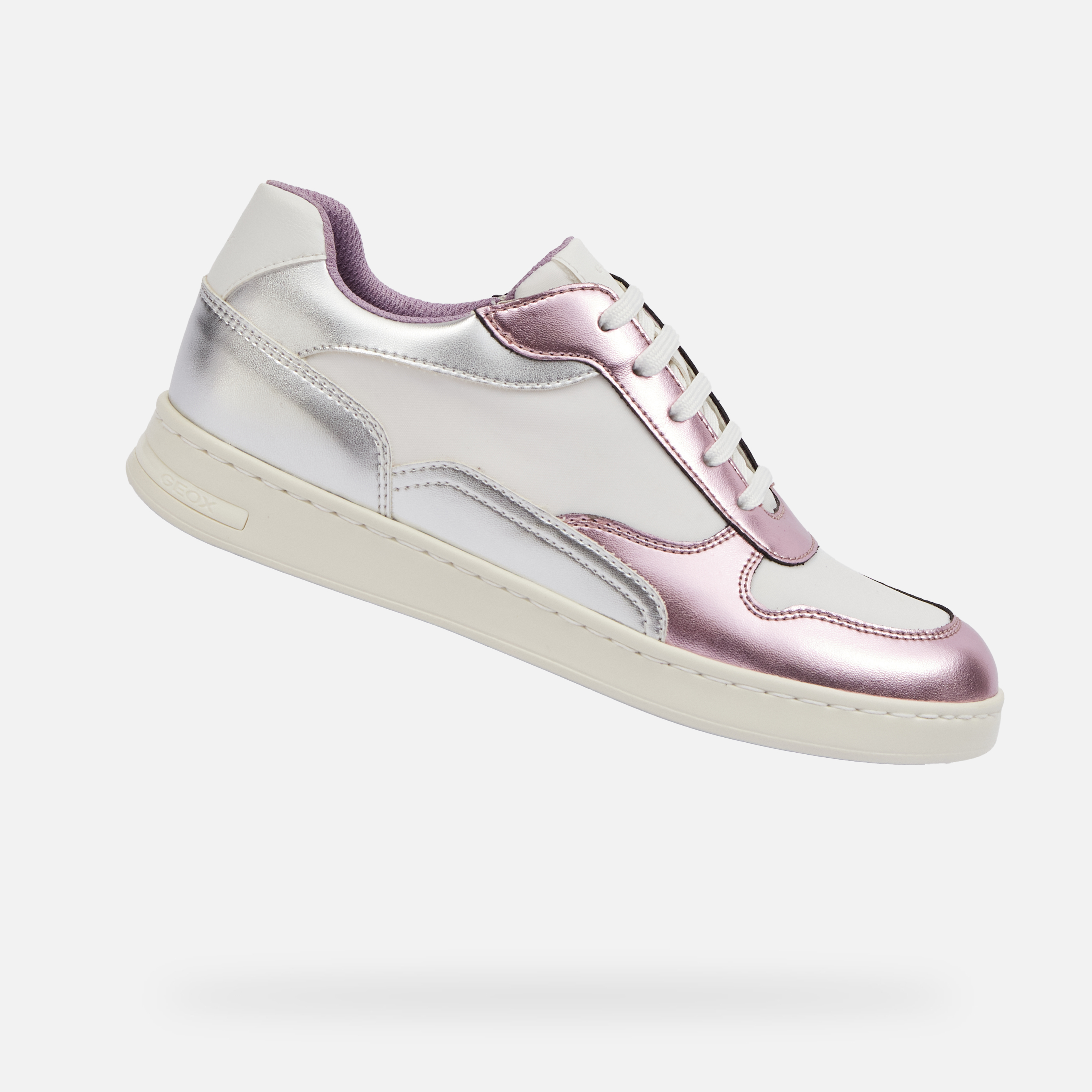Silver womens sneakers Geox Jaysen - Womens
