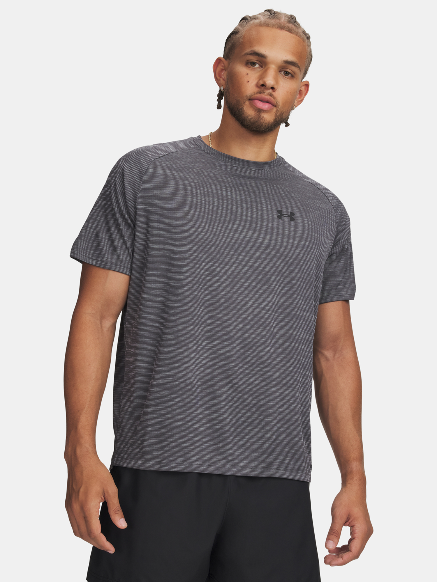 Šedé pánske športové tričko Under Armour UA Tech Textured SS