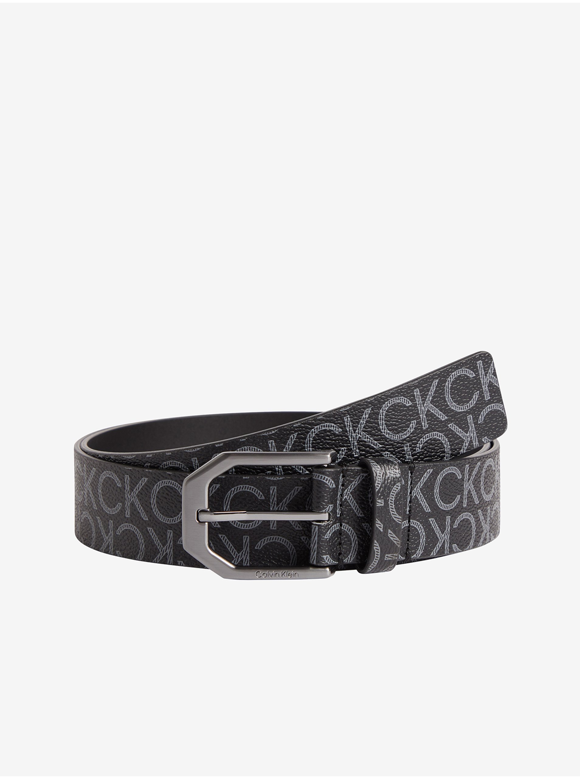Černý Pánský Vzorovaný Pásek Calvin Klein Jeans - Pánské