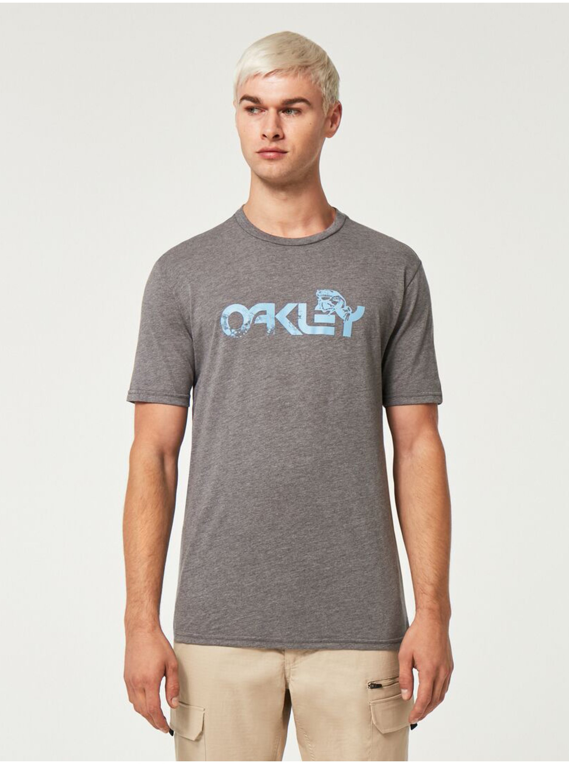 Šedé pánské žíhané tričko Oakley - Pánské