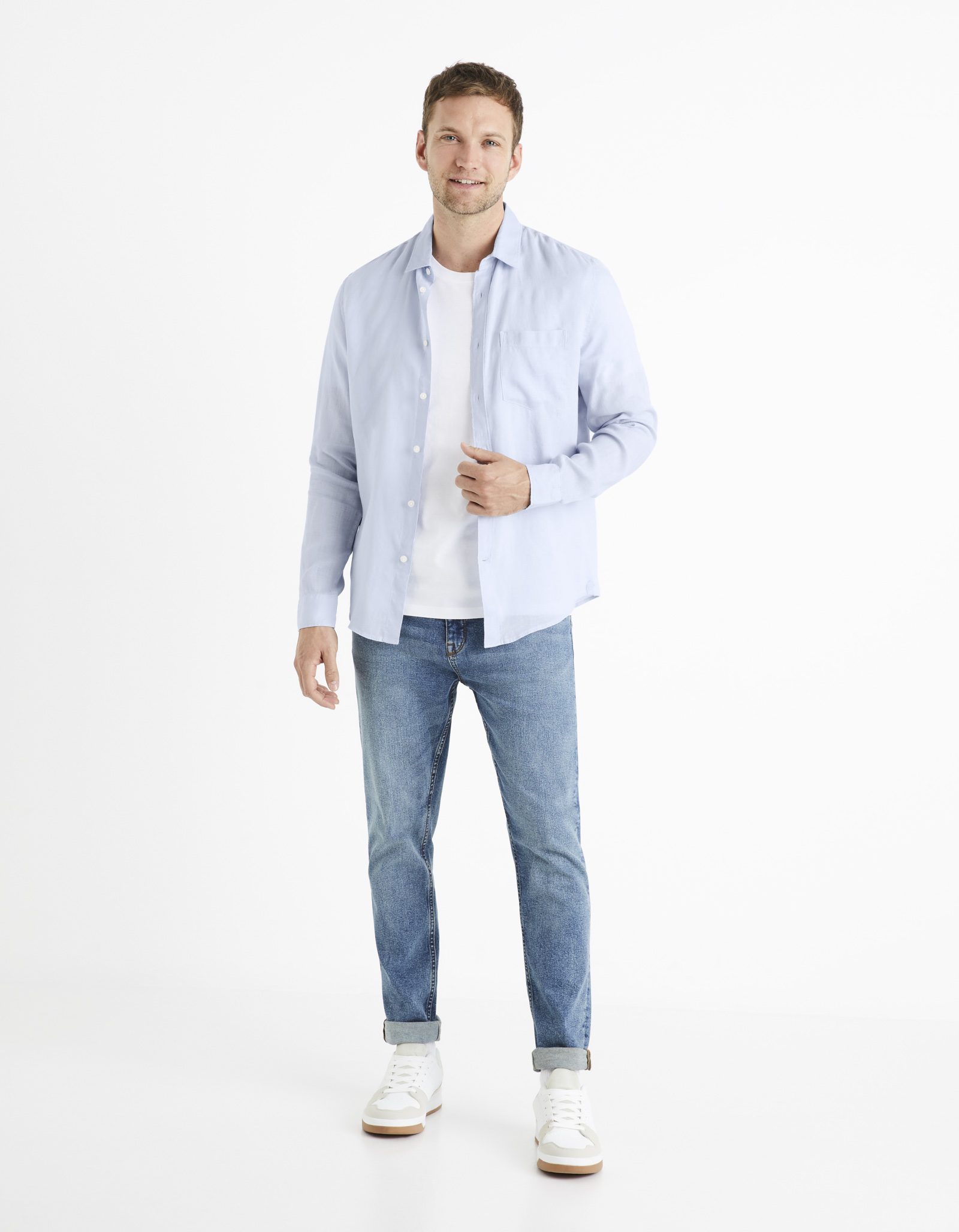 Camasi casual pentru barbati Celio - albastru deschis
