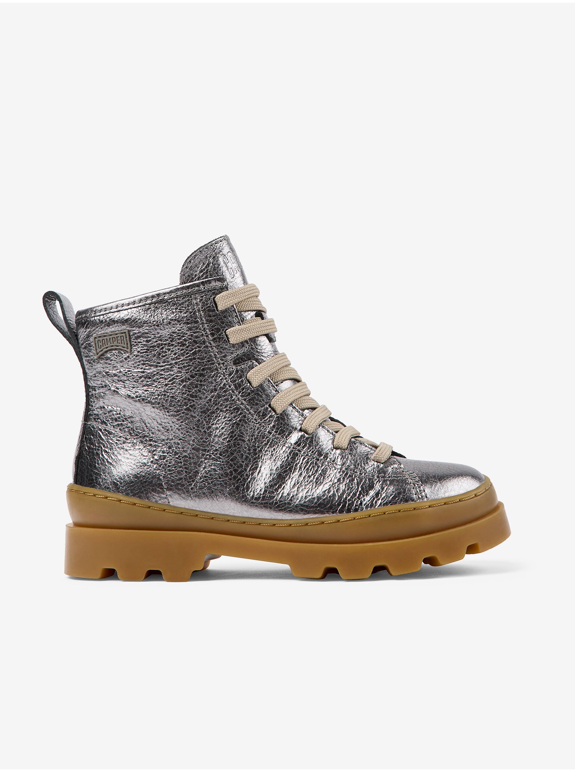 Girls' Leather Winter Boots in Silver Color Camper Brutus - Girls