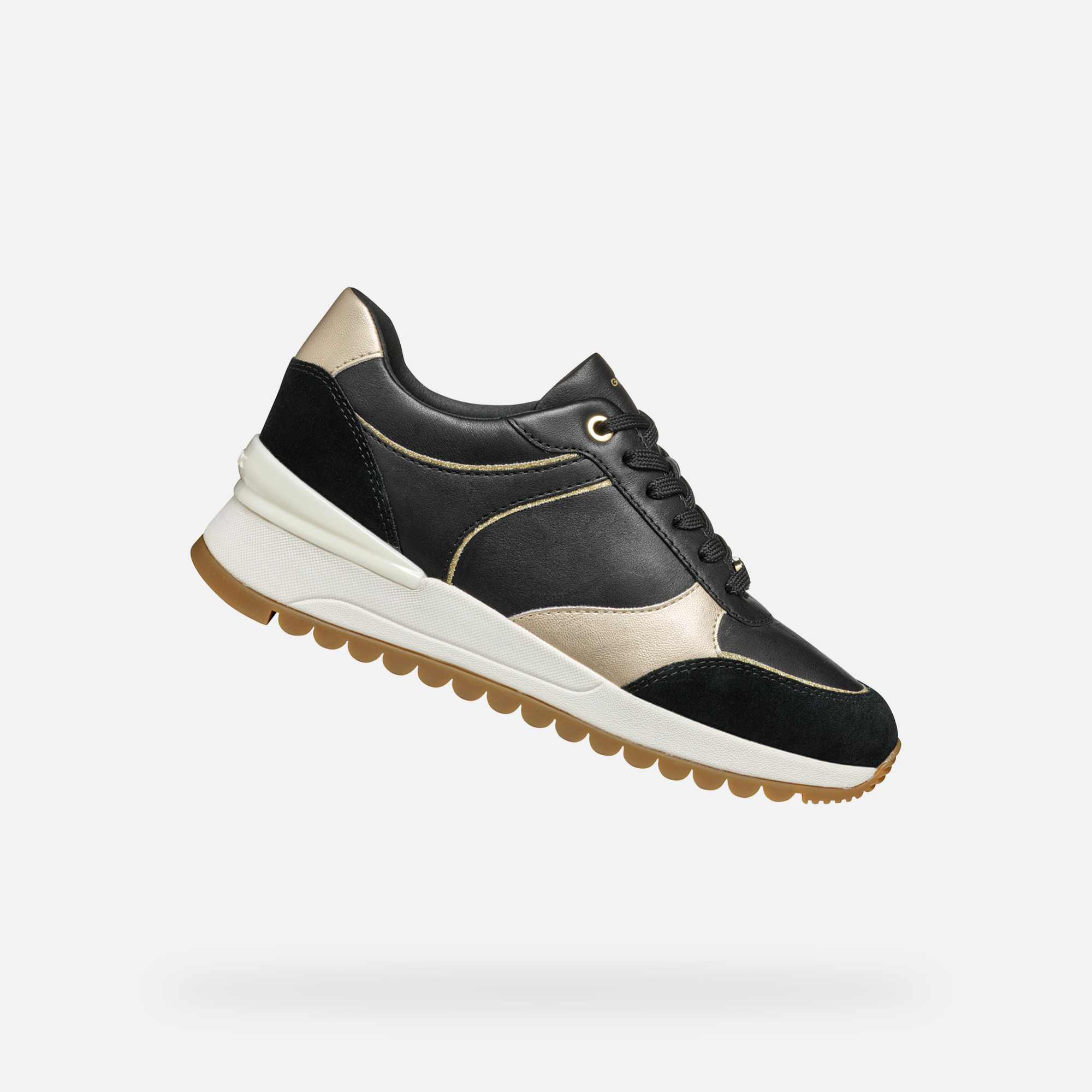 Black womens sneakers Geox Desya - Womens
