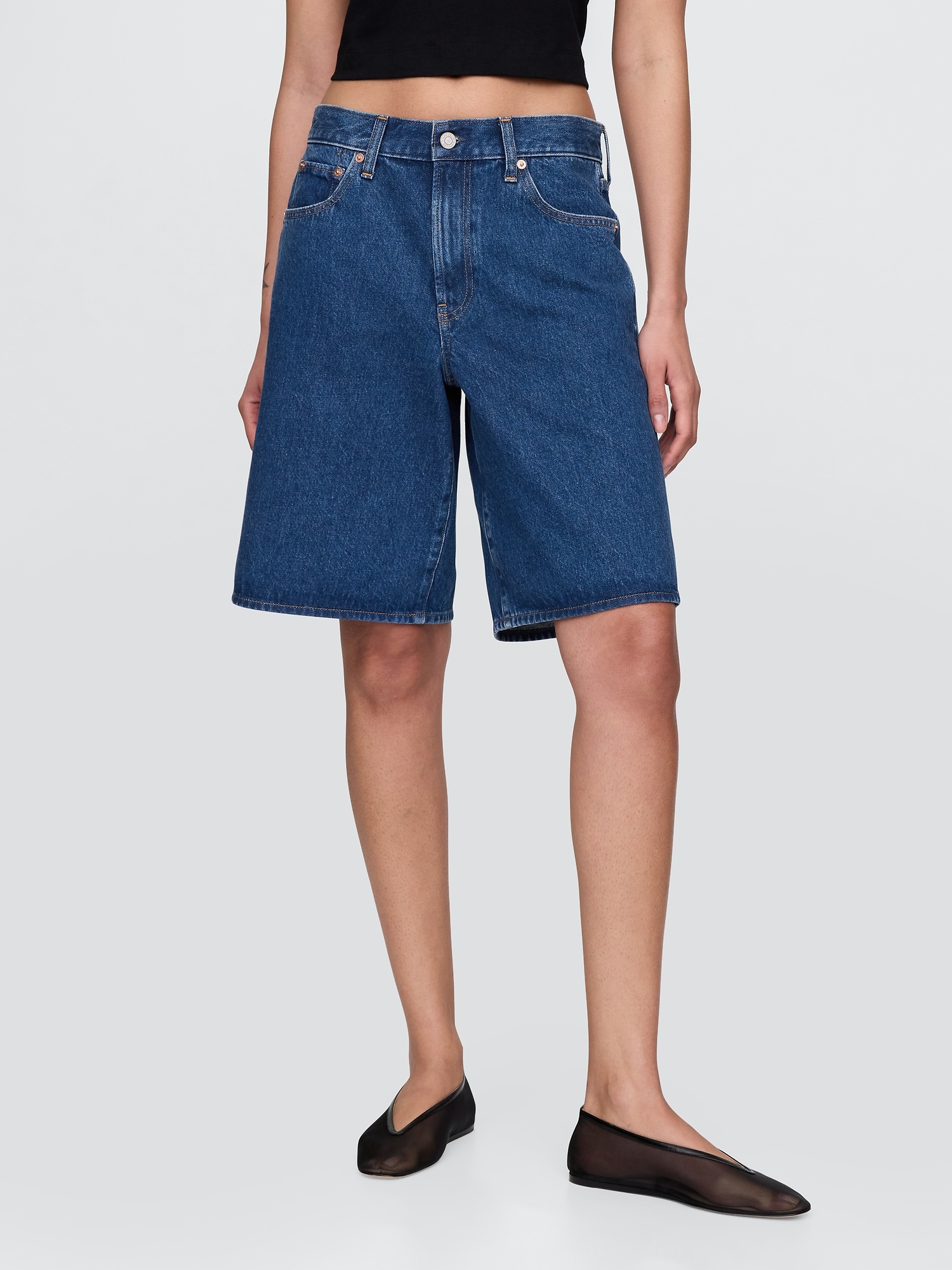 GAP Denim Shorts Mid Rise Longline - Women&#039;s