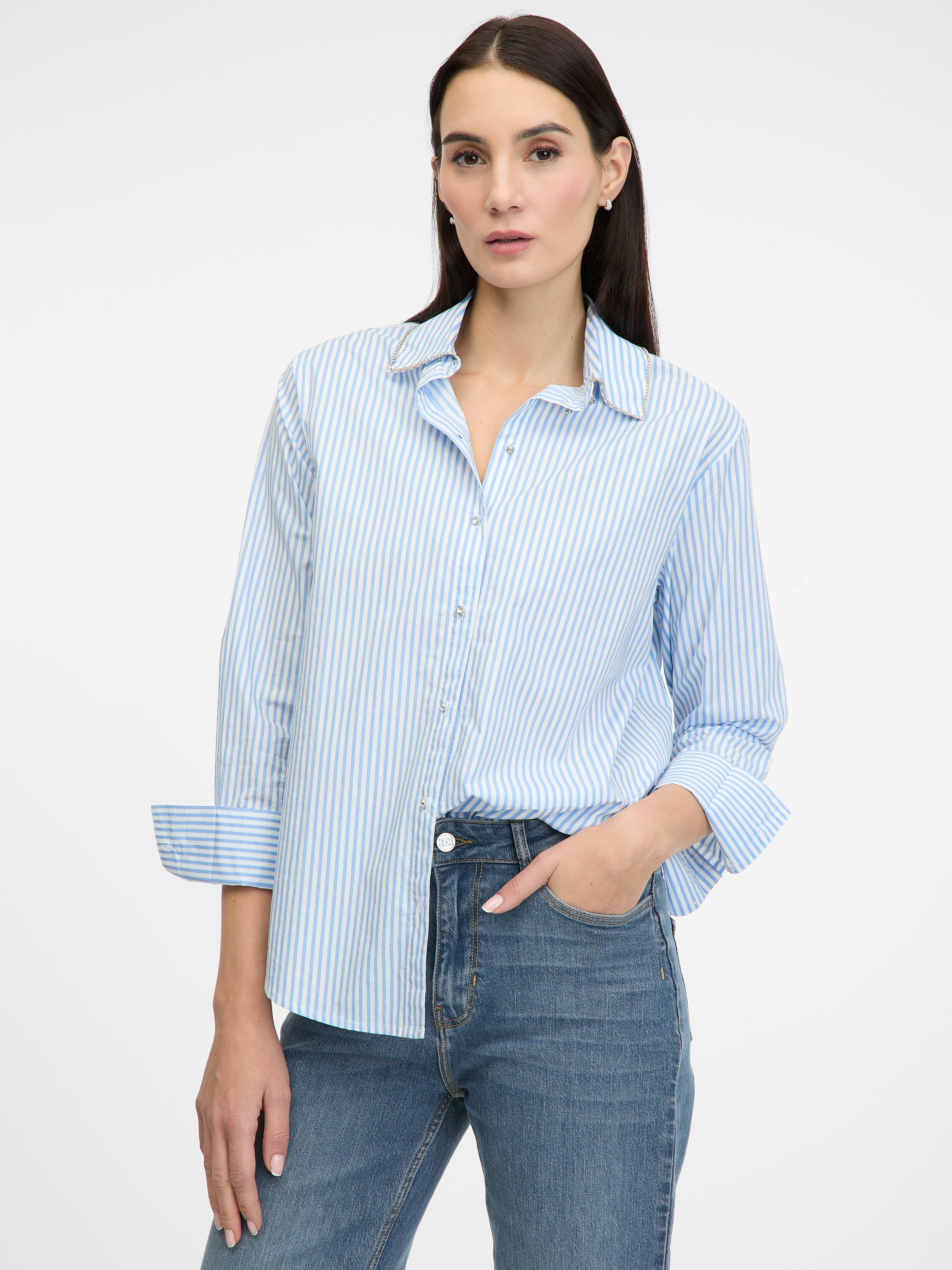 Light blue women&#039;s striped shirt ORSAY - Women&#039;s