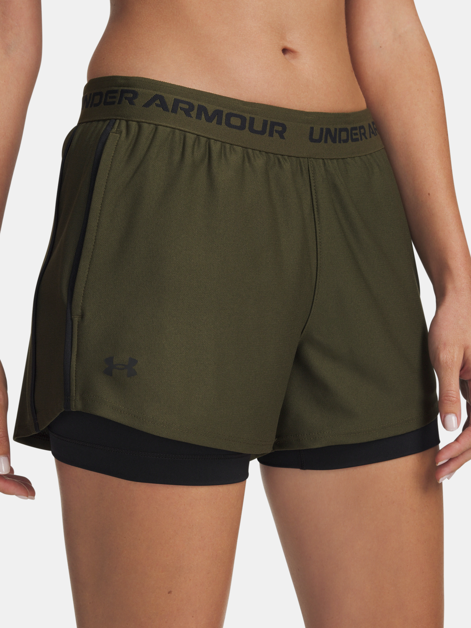 Under Armour Tech Play Up 2in1 Shorts-GRN - Women&#039;s Shorts