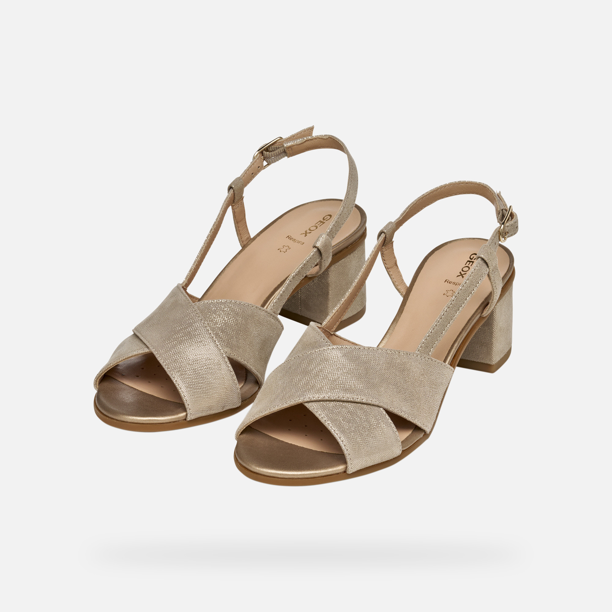 Gold women&#039;s sandals Geox Aurely 50 - Women&#039;s