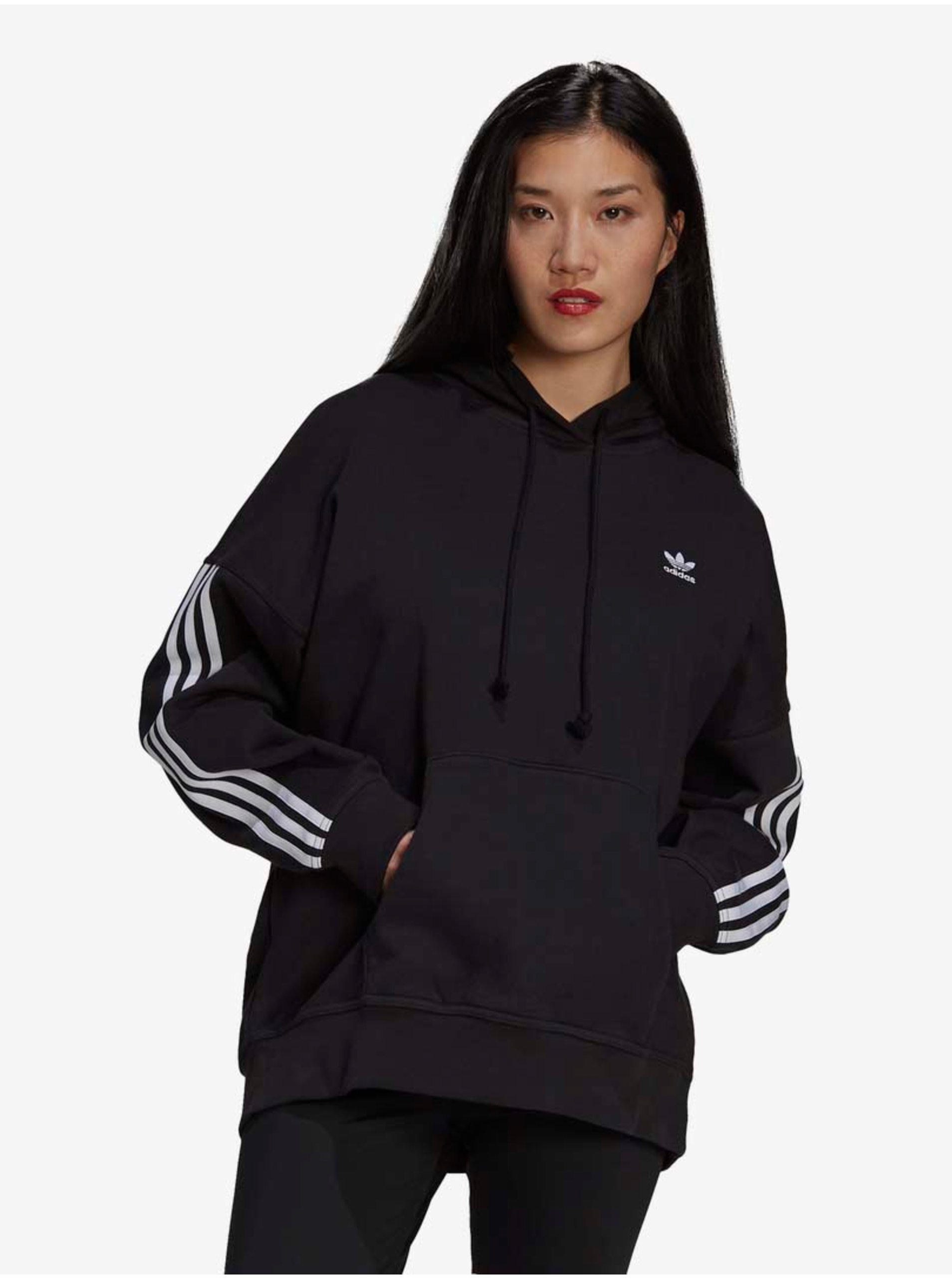 adidas Originals Mikiny a mikiny s kapucou - adidas W Adicolor Classics Oversized Hoodie Čierna