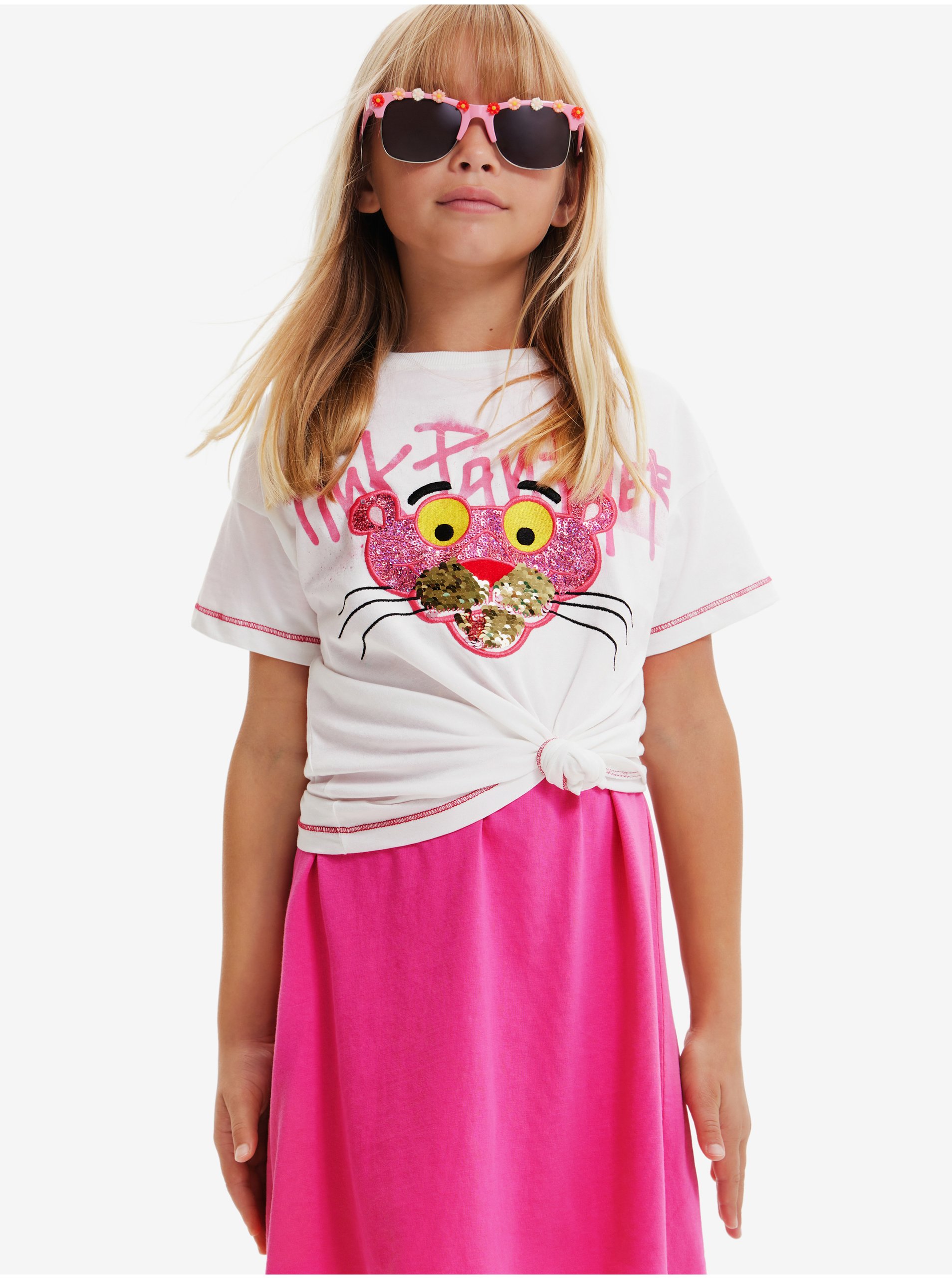 White Girls T-Shirt Desigual Pink Panther - Girls