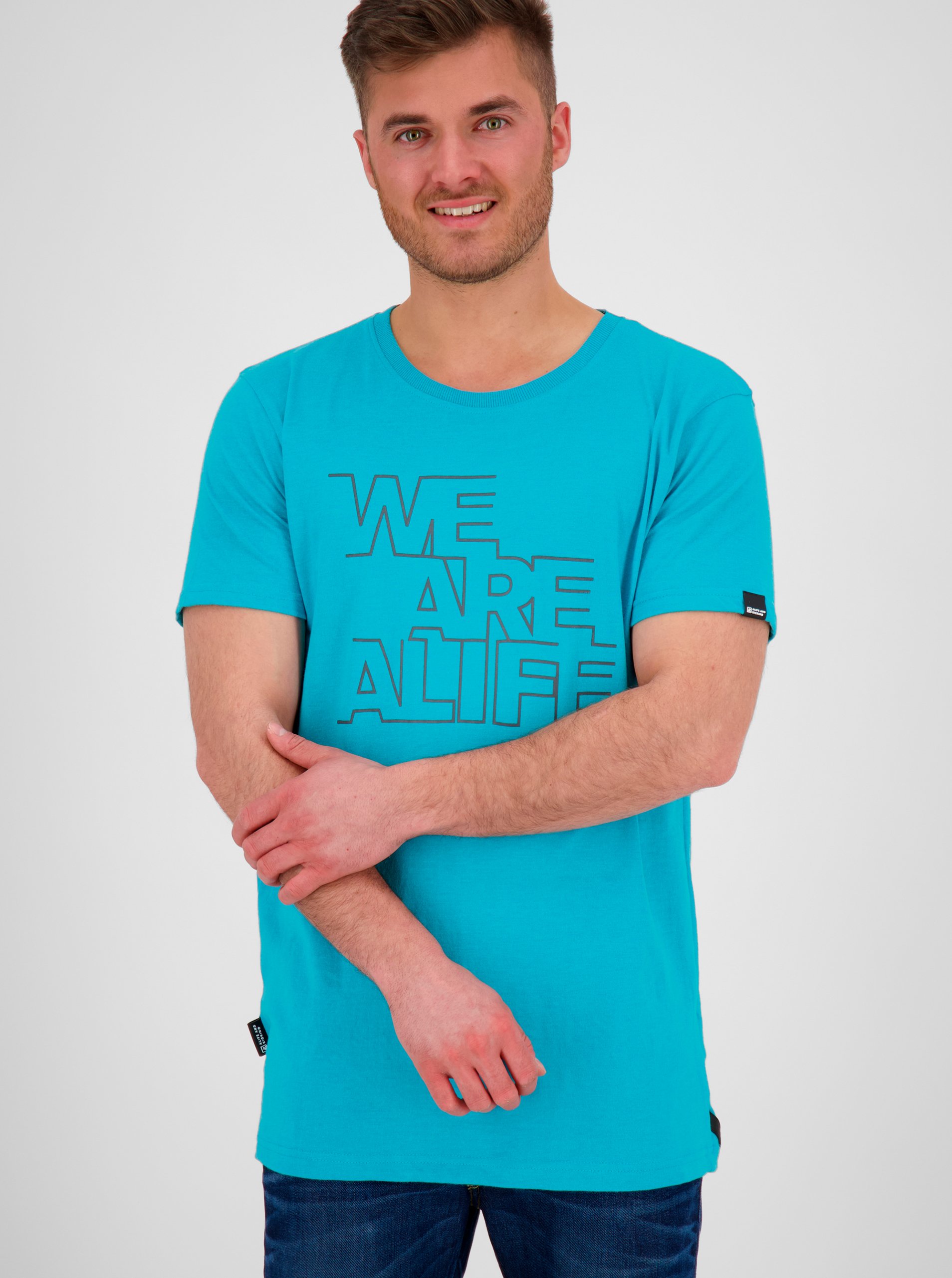 Levně Modré pánské tričko s potiskem Alife and Kickin - Pánské