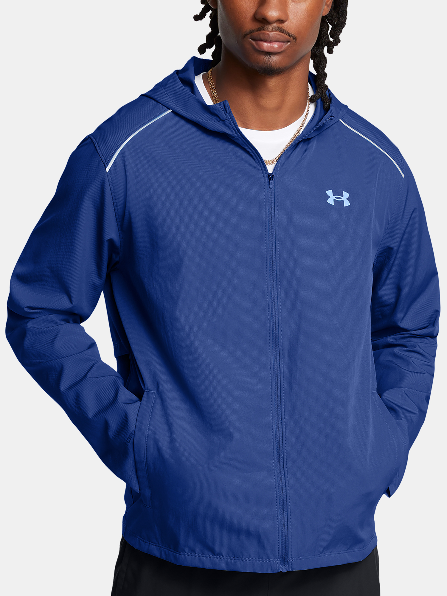 Men's Jacket Under Armour UA Launch Hooded Jacket-BLU - Men