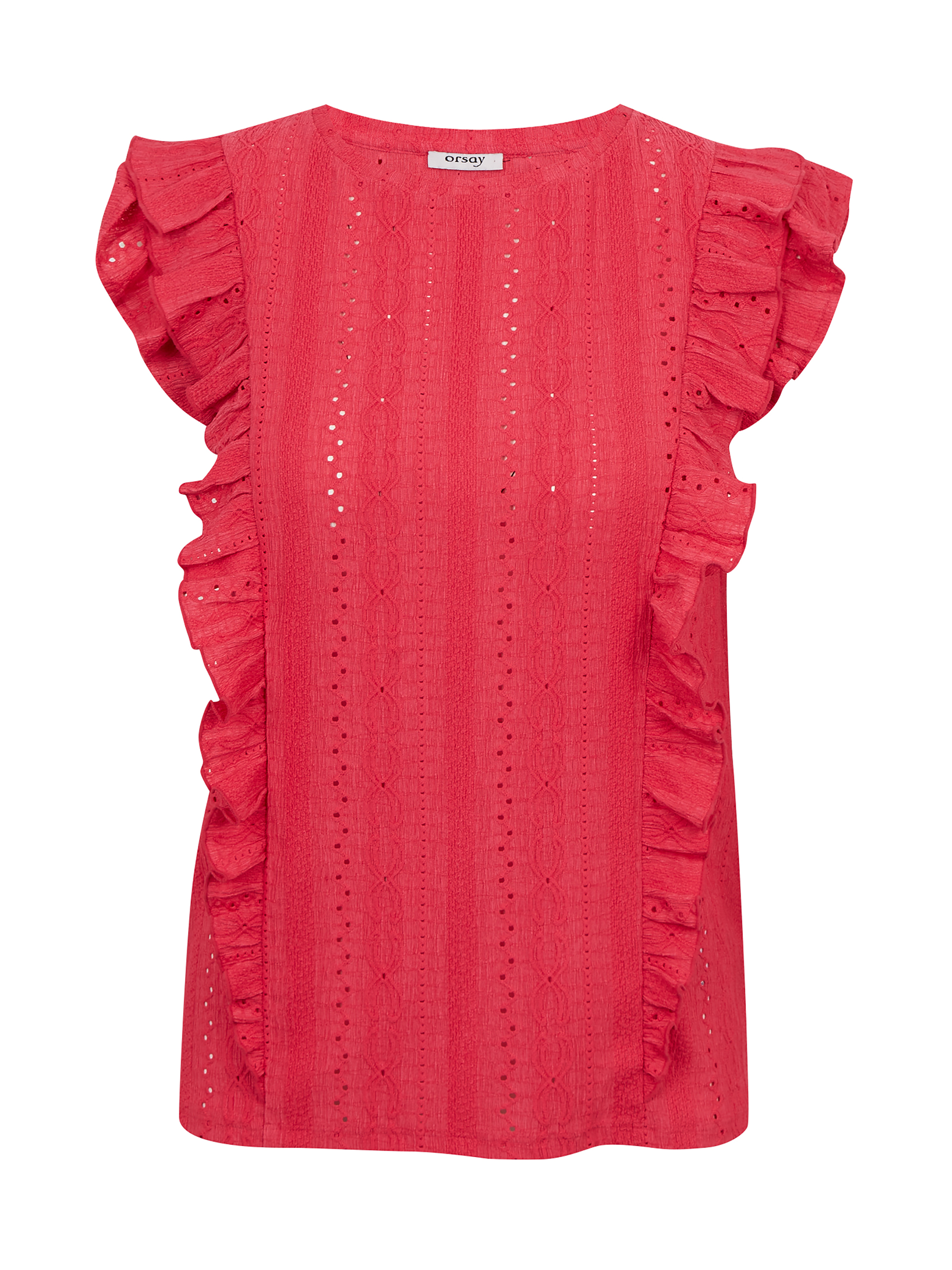 Orsay Dark pink women's t-shirt with ruffles - Women's
