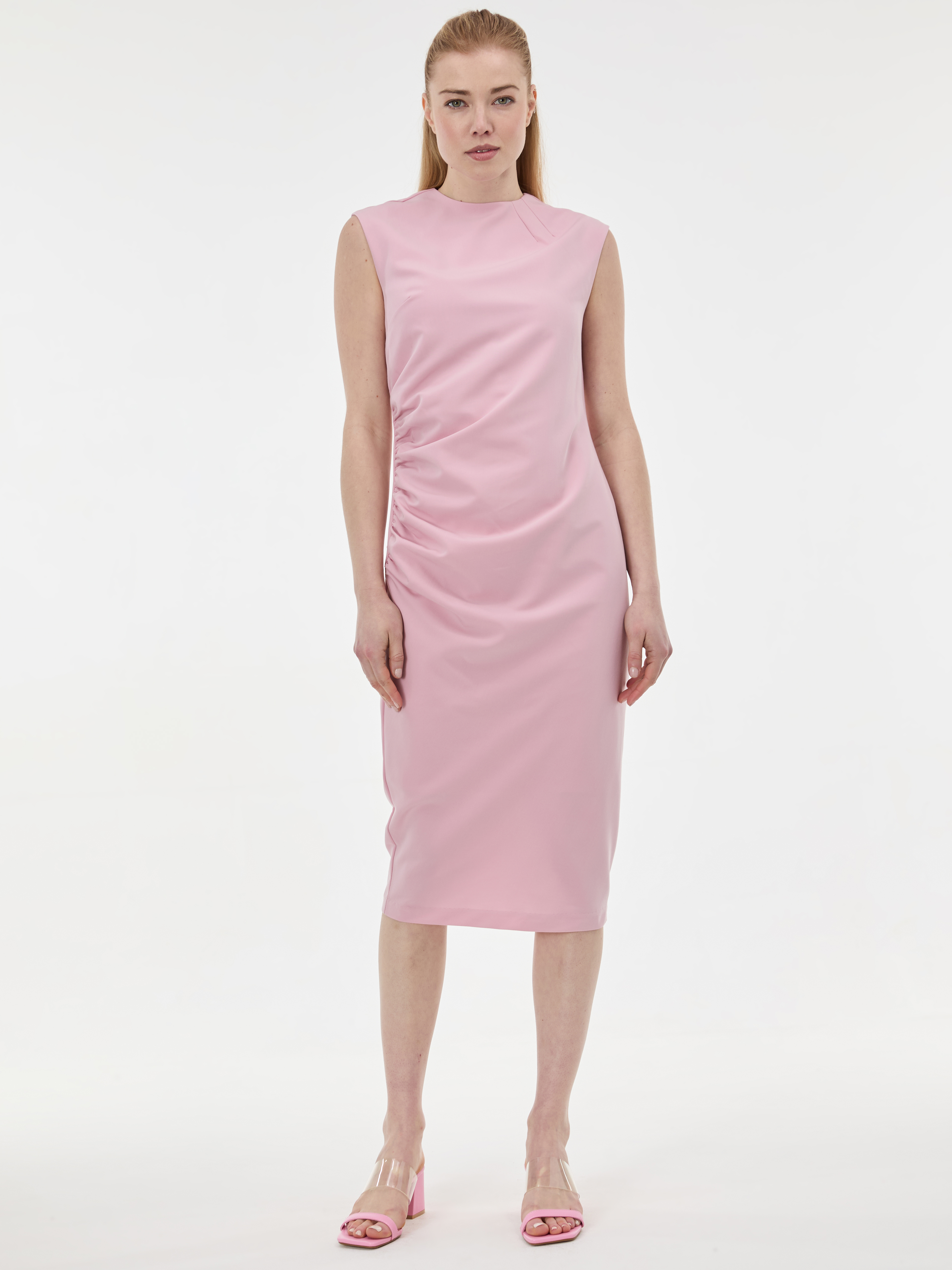 Светлорозова миди рокля ORSAY