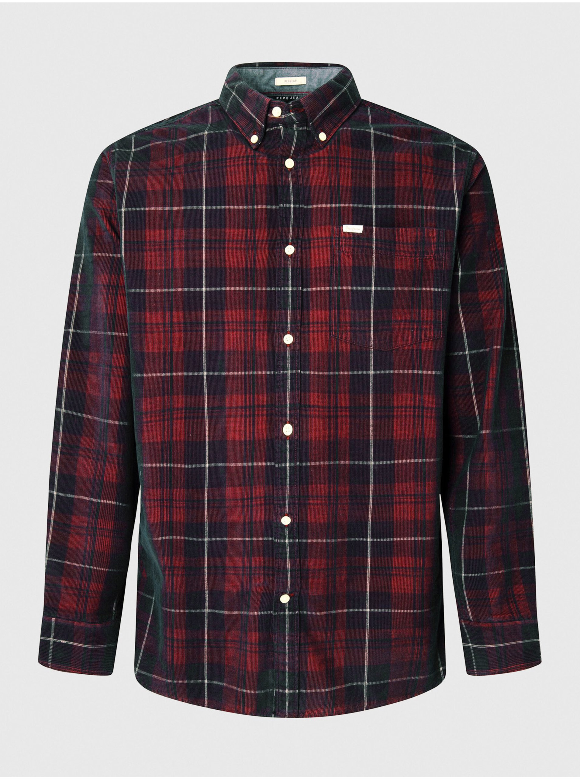 Burgundy Men's Plaid Shirt Pepe Jeans Freshfield - Men's