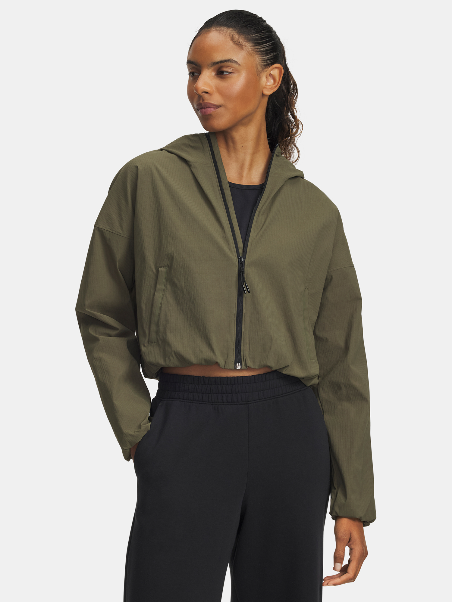 Women's Under Armour Unstoppable Woven Rstop Jacket LS-GRN - Women's