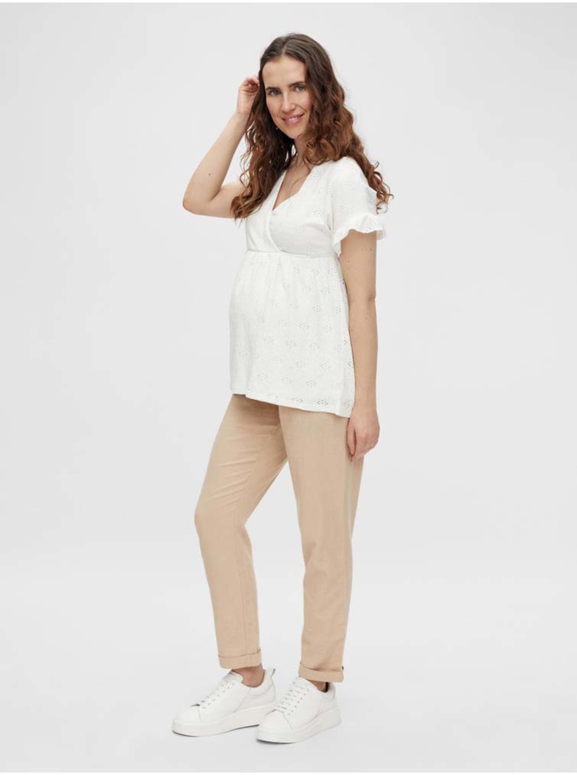 Beige Maternity Pants With Flax Admixture Mama.licious Beach - Women