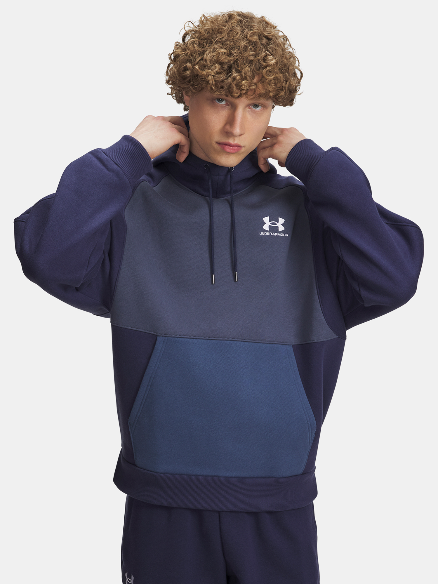 Men's Under Armour UA Icon HW Colorblocked Hdy-BLU - Men's Sweatshirt