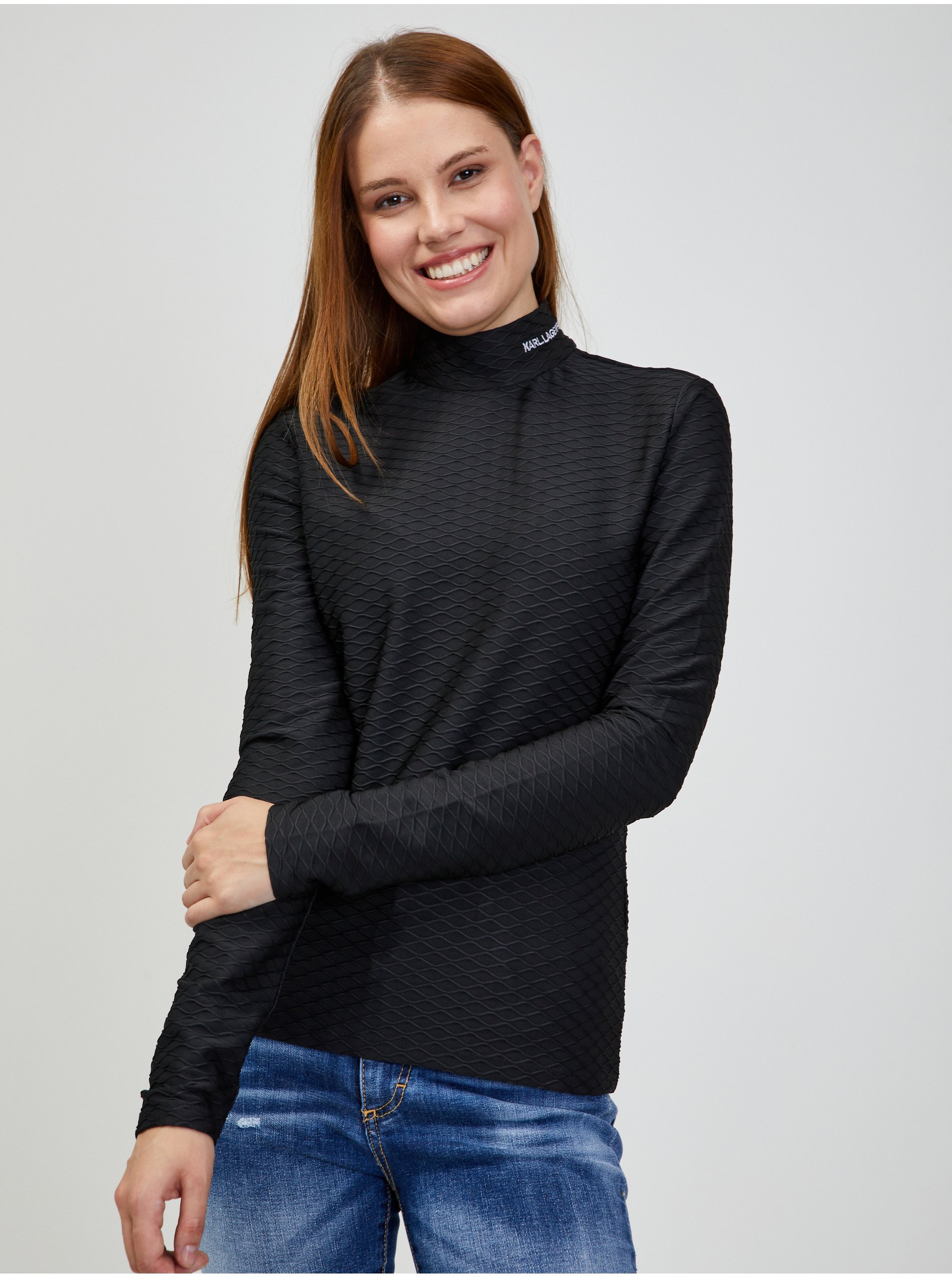 Women's Black Long Sleeve T-Shirt KARL LAGERFELD - Women