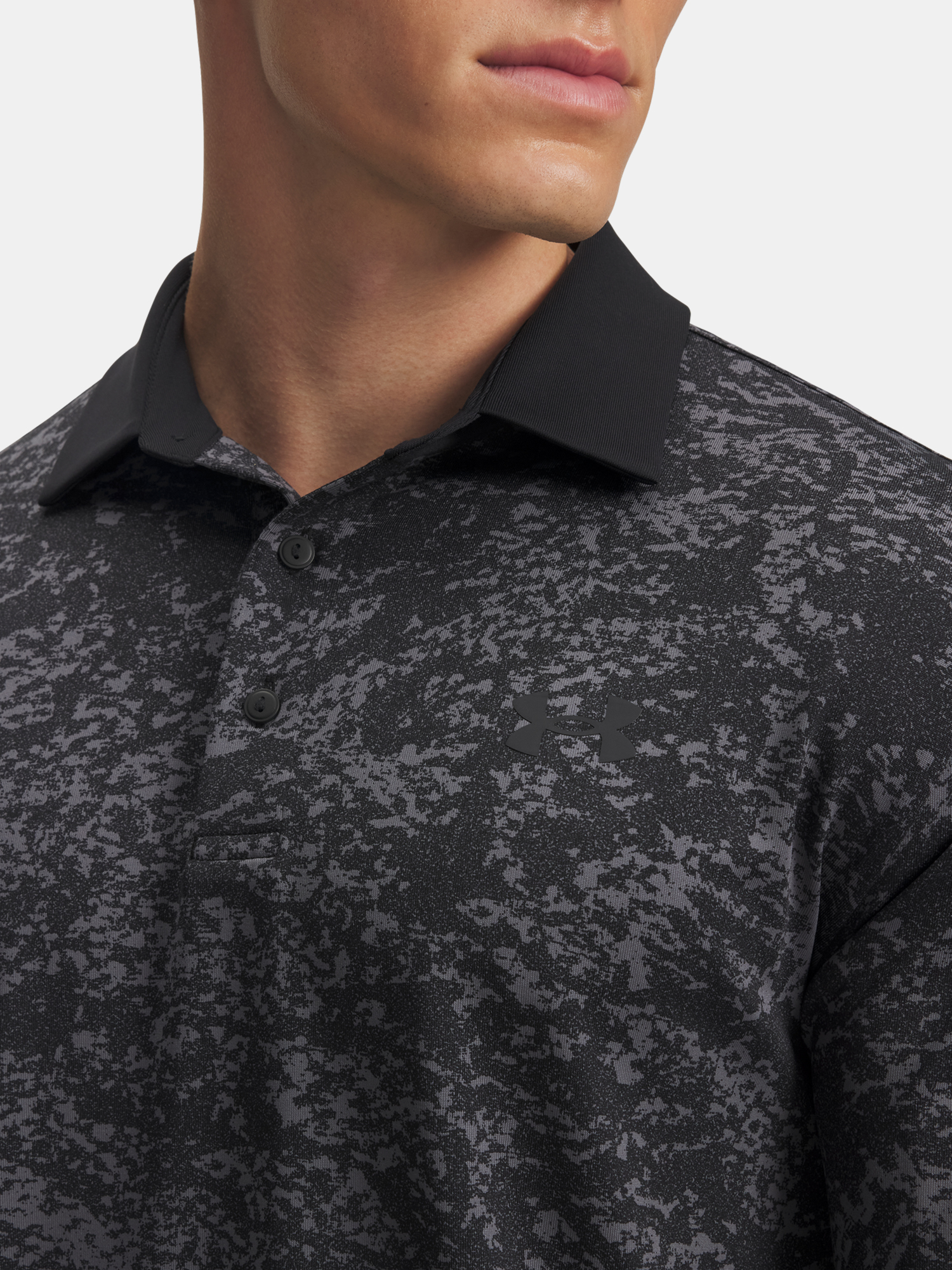 Men's Under Armour UA Playoff 3.0 Printed Polo-BLK T-Shirt - Mens