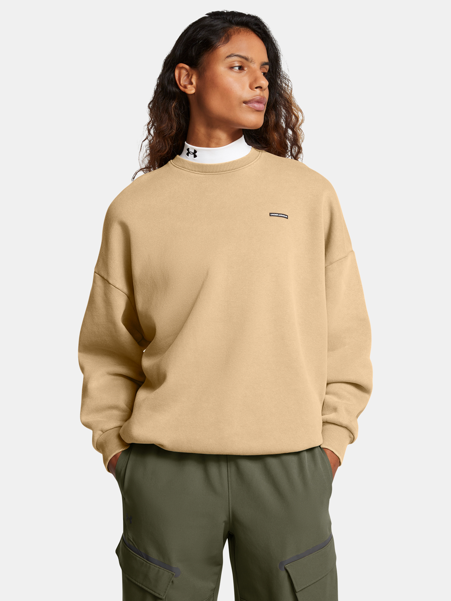 Women's sweatshirt Under Armour UA Icon HWT Flc OS Crew-BRN - Women's