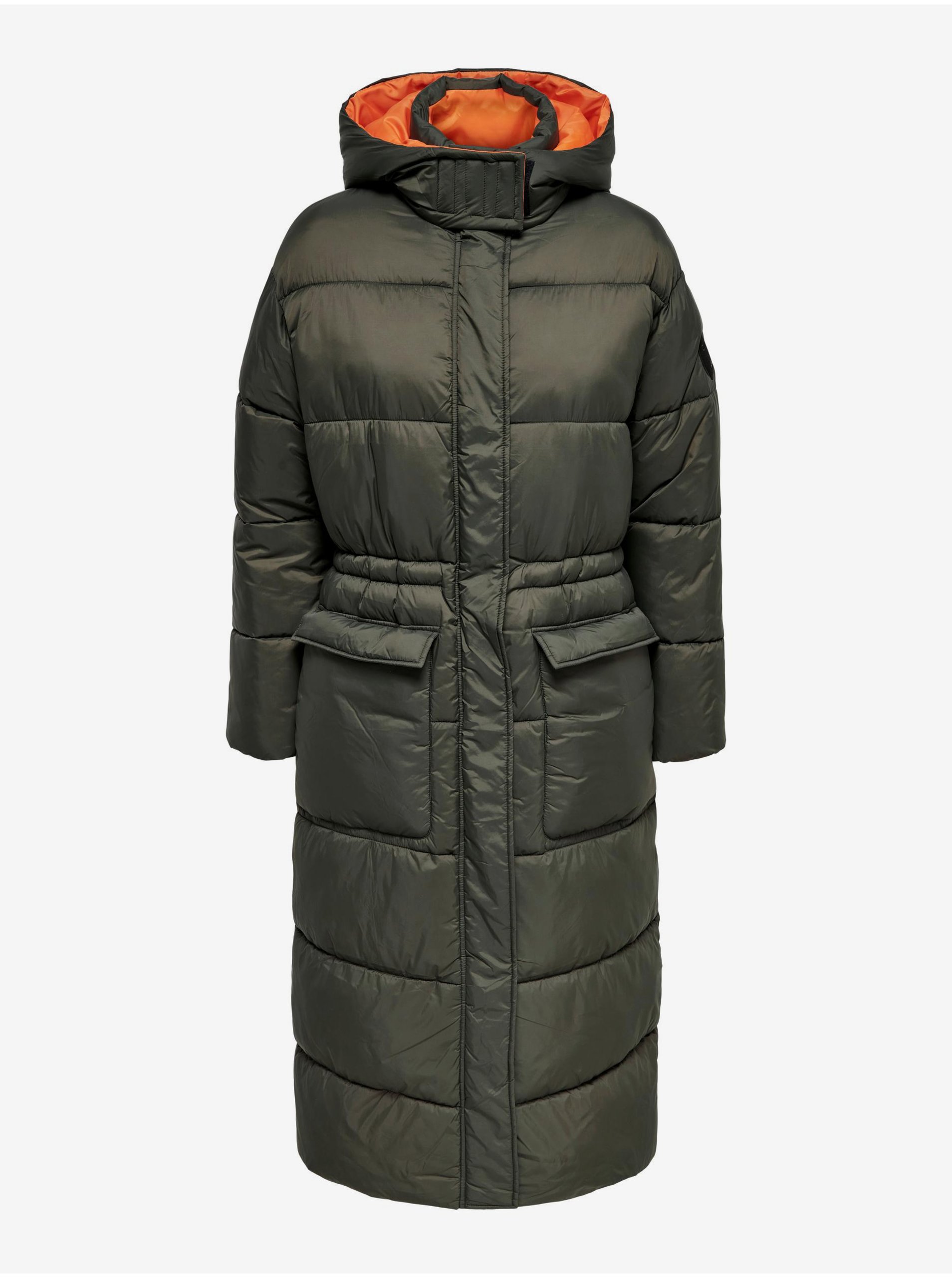 Khaki női steppelt télikabát kapucnis ONLY Puk - Nők