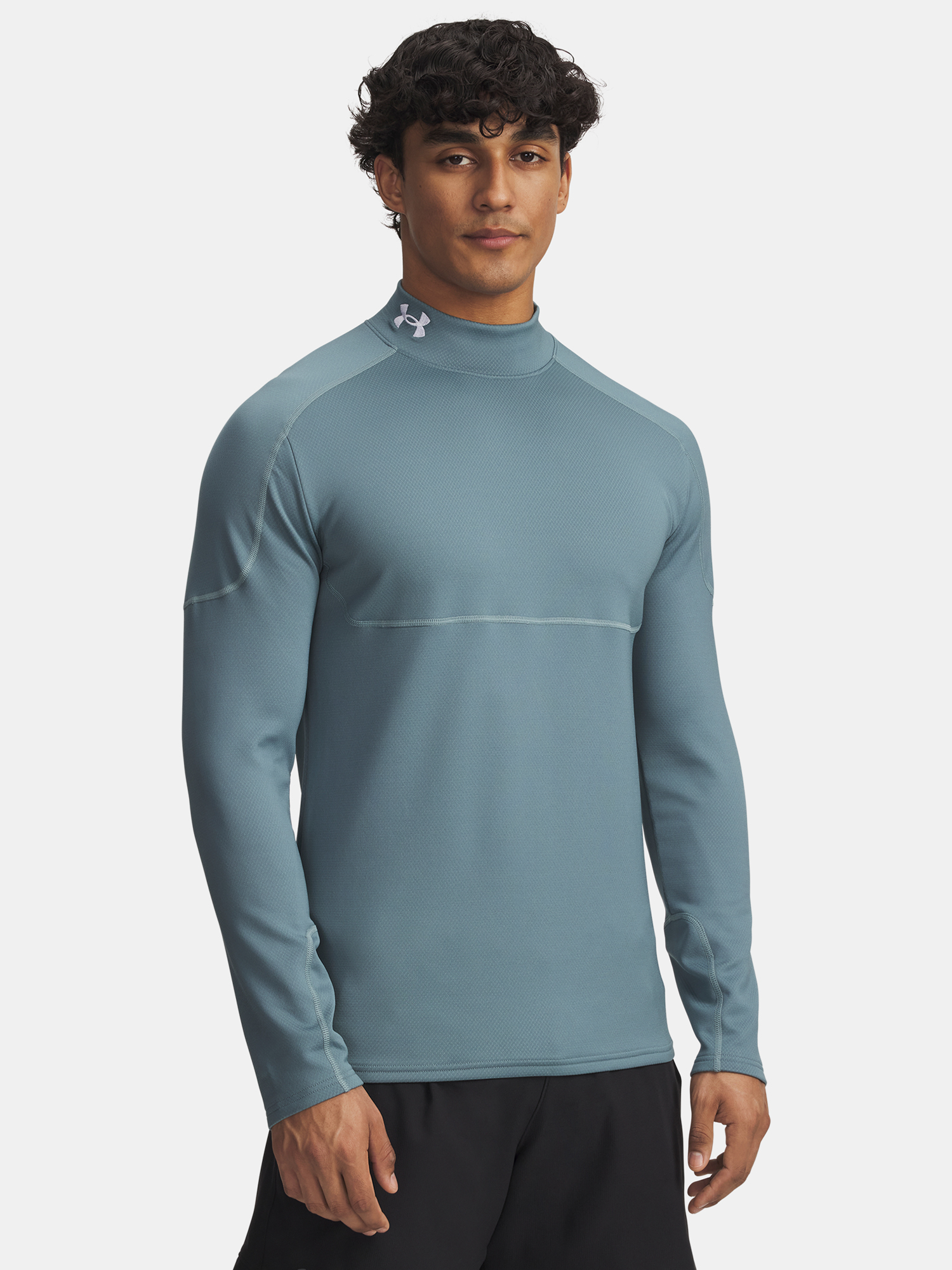 Men's T-shirt Under Armour Cold Weather Grid LS Mock-BLU - Men's