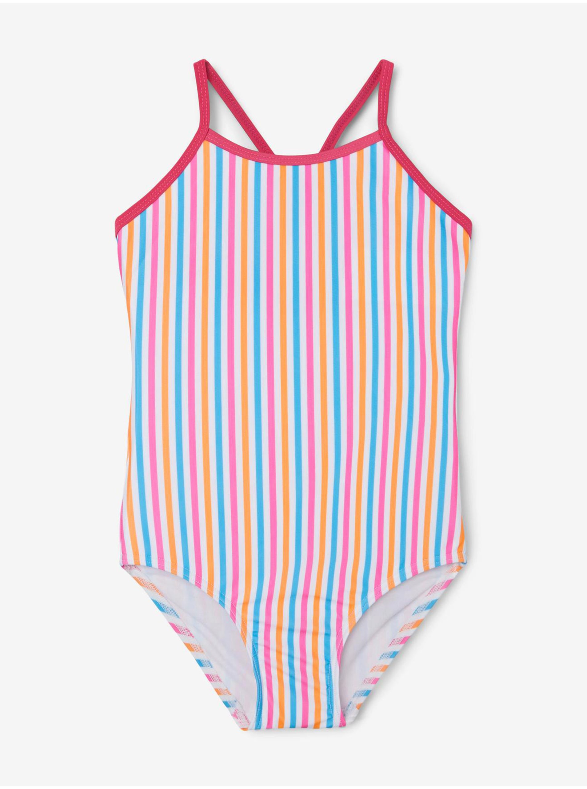 White Girly Striped Swimwear Name It Ziza - Girls