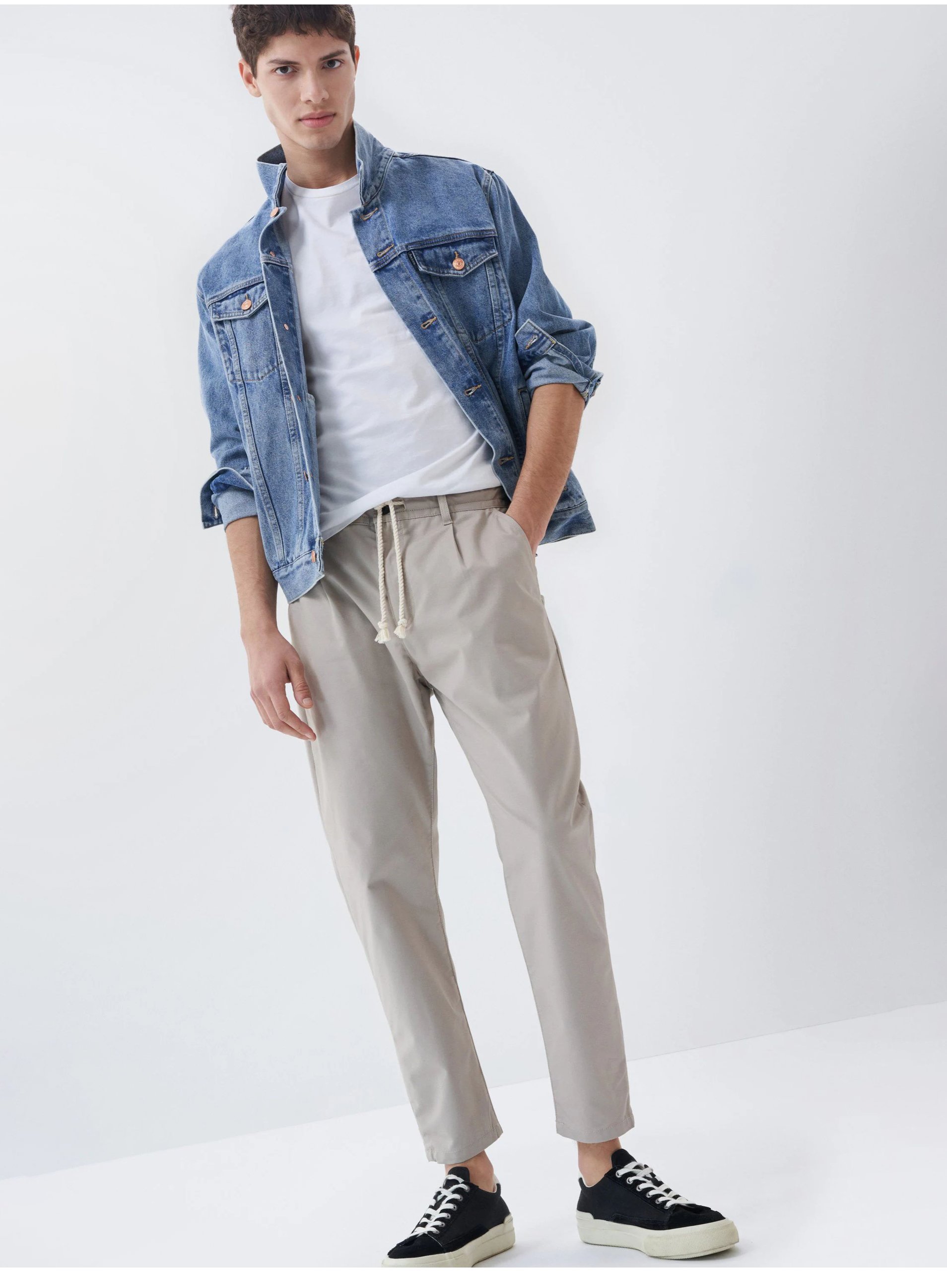 Béžové pánské chino kalhoty Salsa Jeans Tapered - Pánské