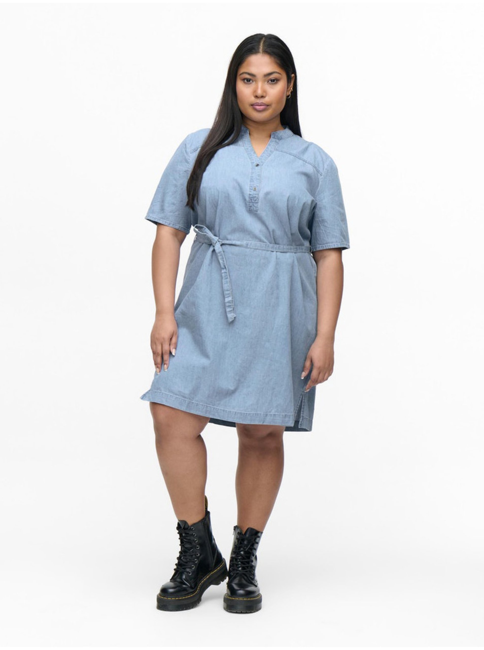 Blue dress with tie ONLY CARMAKOMA Damia - Women